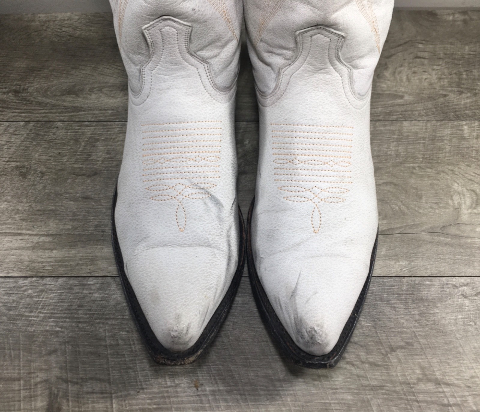 Womens Mexicana Brand Distressed White Leather Cowboy Western Roper Boots 11 USA