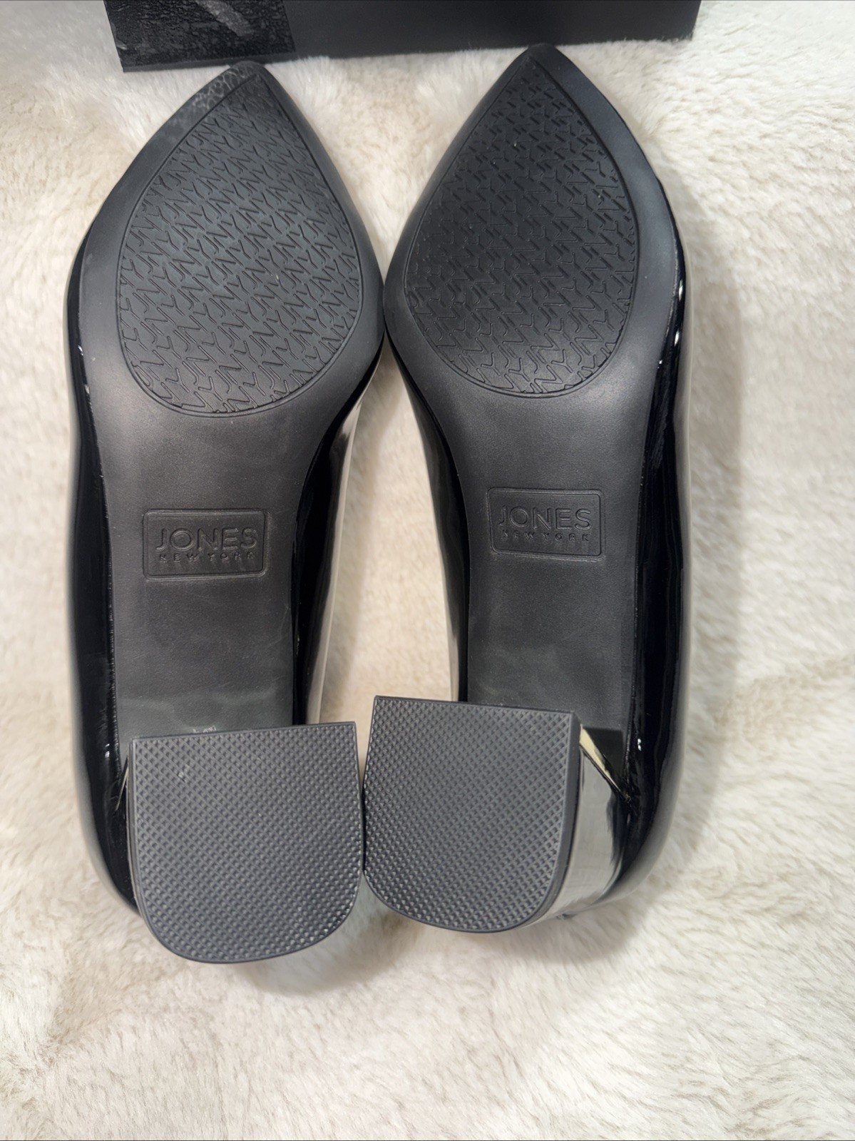 Jones New York Canal Pointed Toe Block Heel Dress Pumps Black Patent 6M NWB