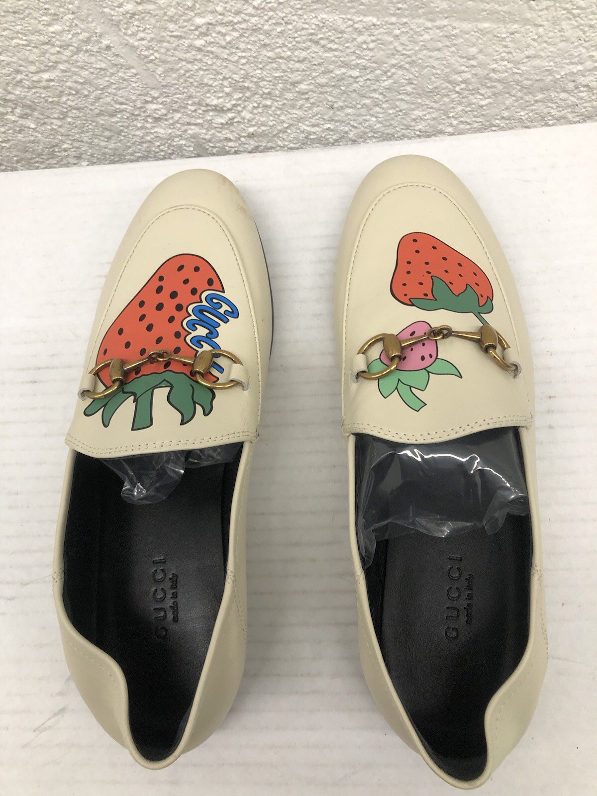 Gucci GG Horsebit Loafers Shoes Jordaan Leather Strawberry Sz 6.5 US 36.5 EU AR3