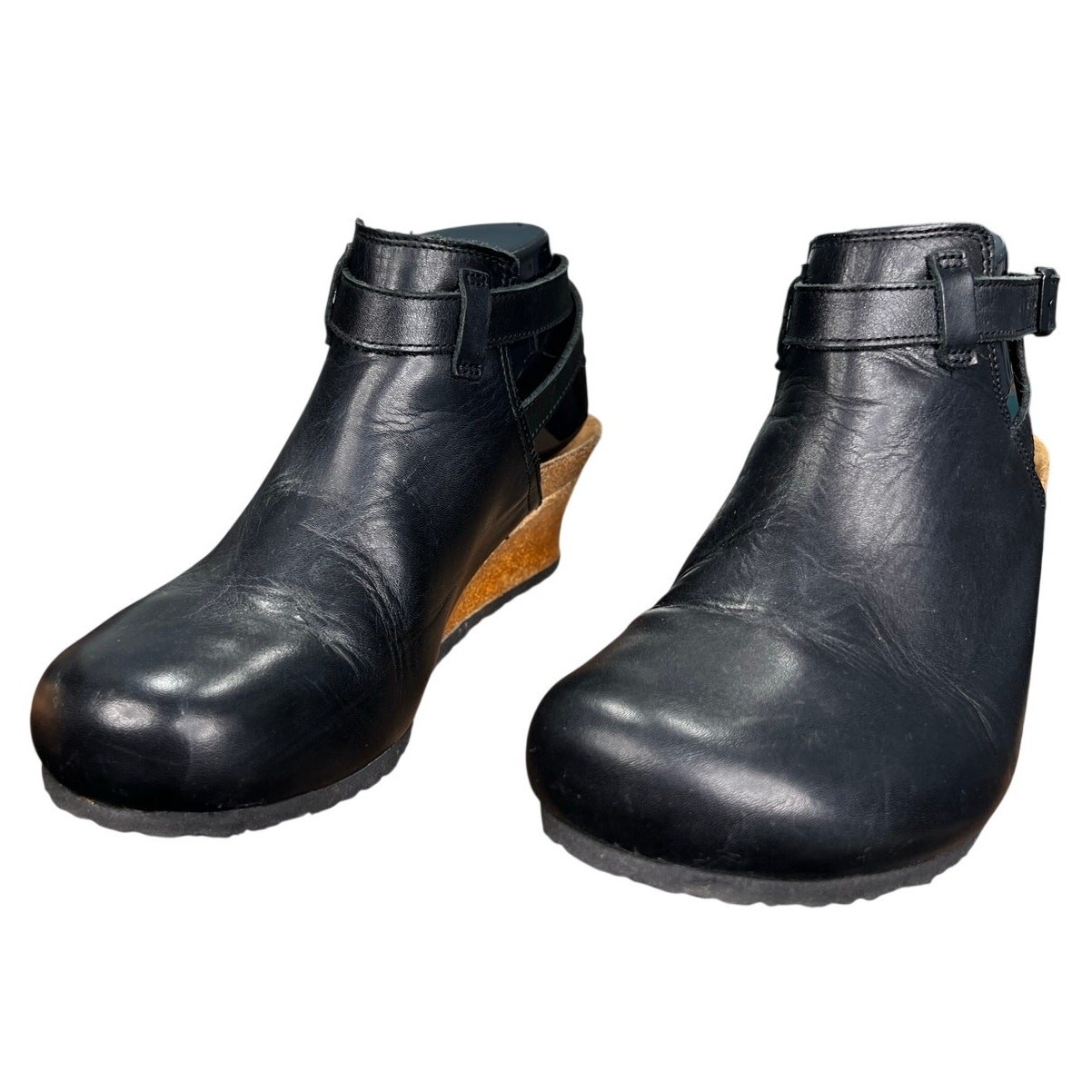 Papillio By Birkenstock Esra Black Leather Wedge Clog Unisex Size M 5 W 7