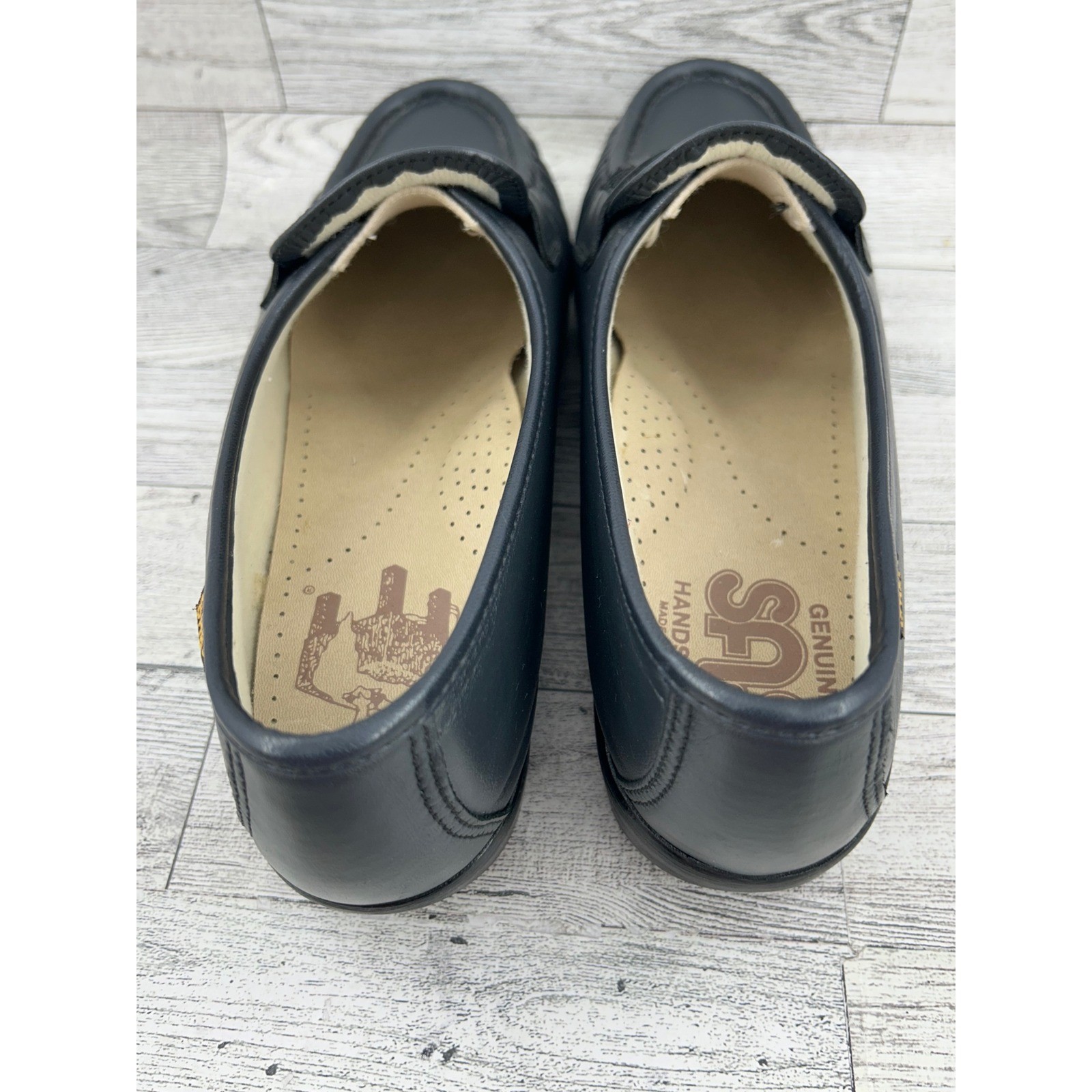 SAS Shoes Genuine Handsewn Black Leather Loafers Slip On Comfort Women 8.5