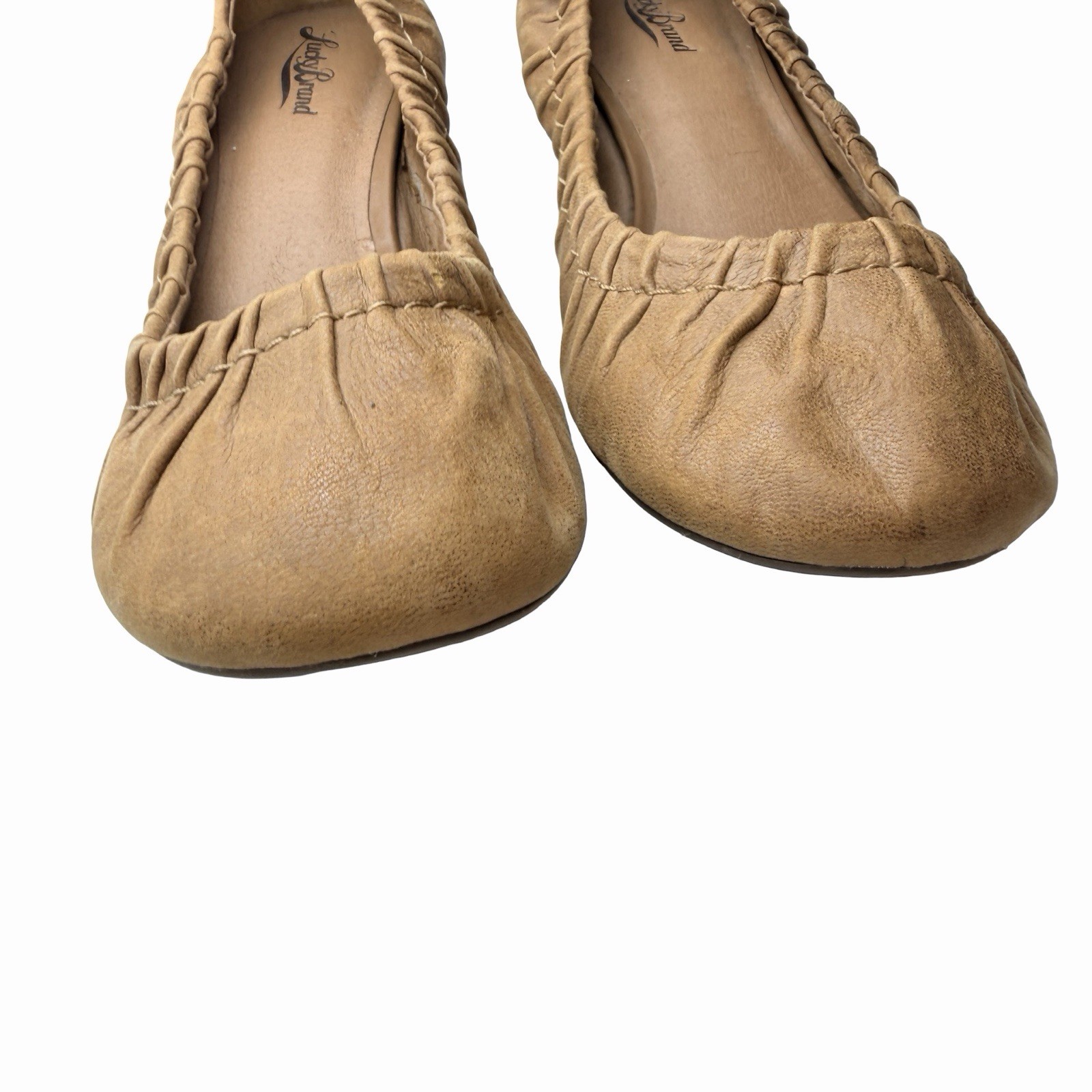 Lucky Brand Shoes Womens 8.5 M Camel Tan Leather Wedge Ballet Flats Bohemian