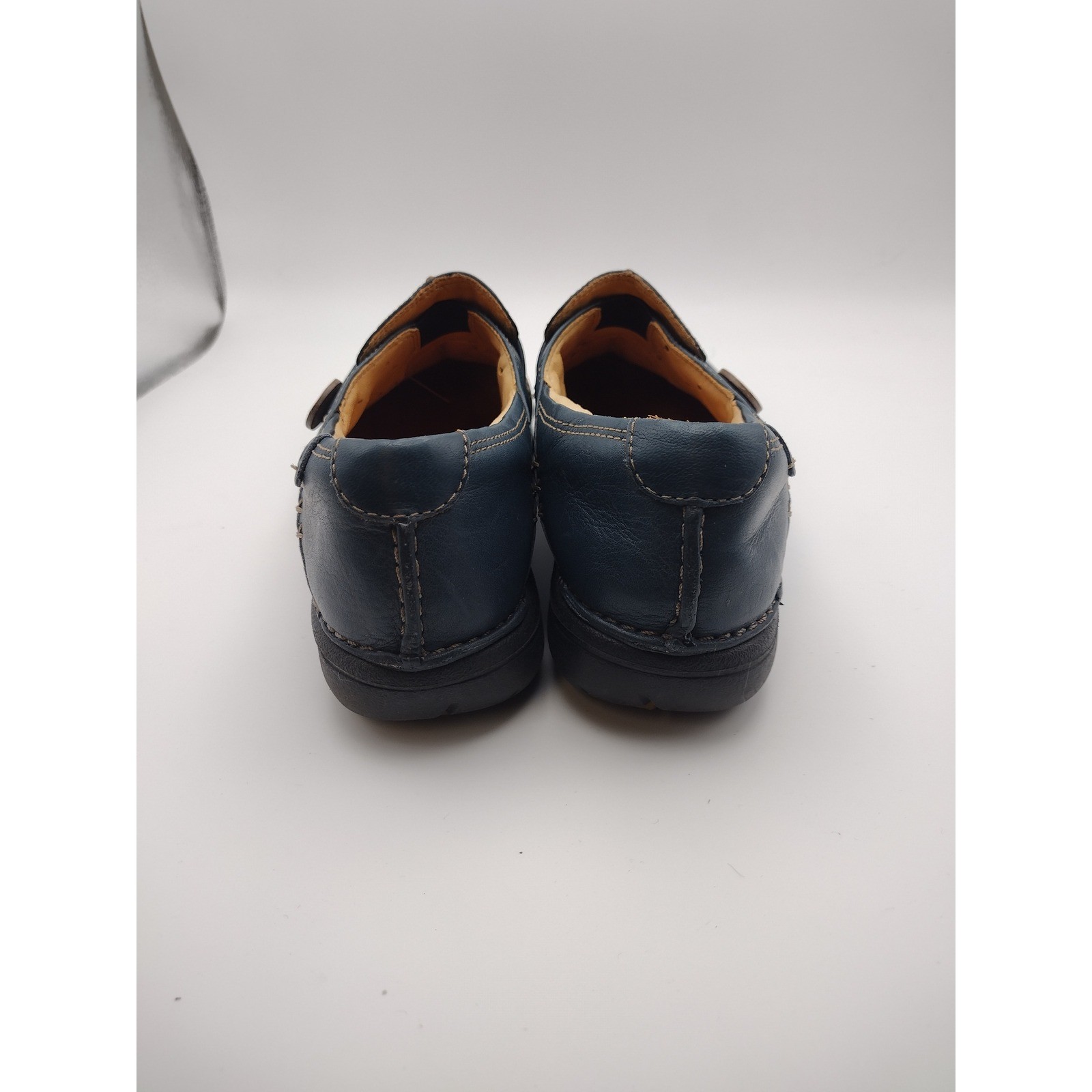 Clarks Unstructured Un.Loop Navy Blue Leather Slip On Loafers Womens 6.5 M 35074