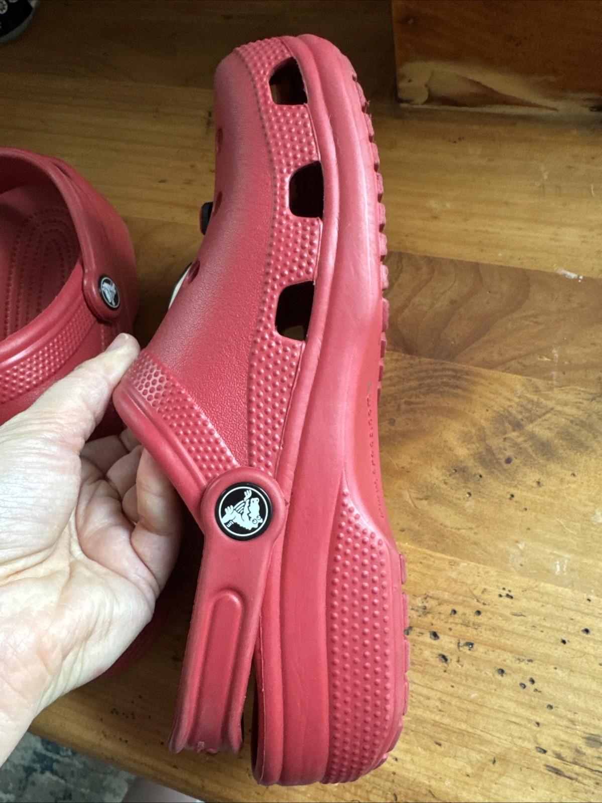 Red Crocs Size M5 W7 With Dr. Seuss Crocs Pins