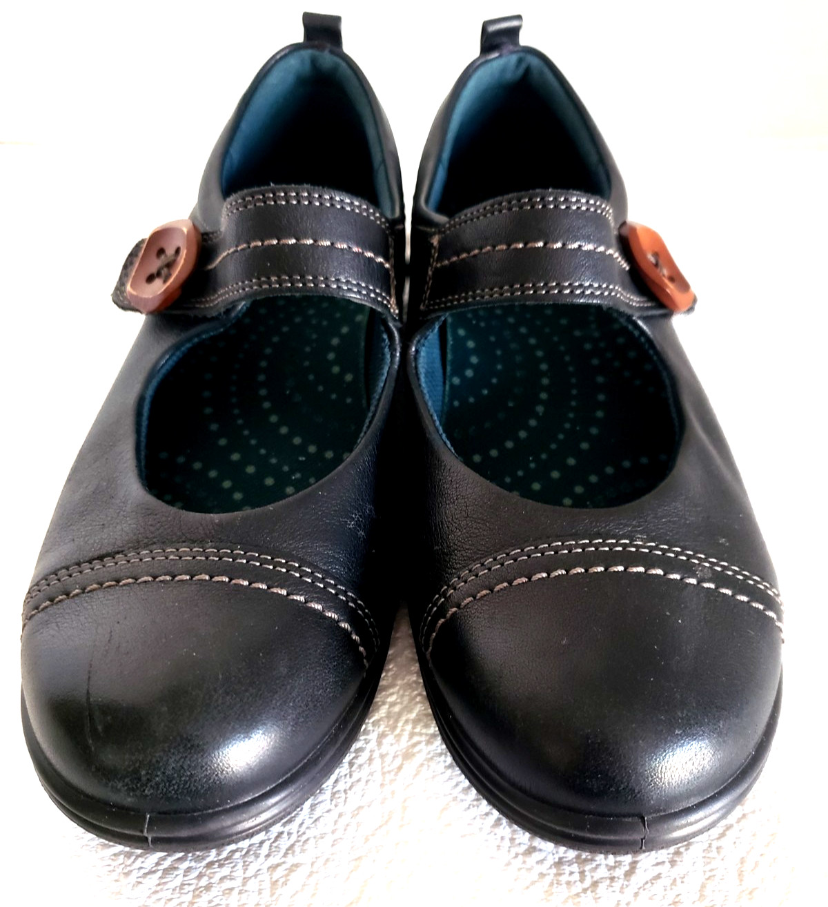 ECCO Glebe Black Leather Mary Jane Comfort Shoes Size 8-8.5 NEW