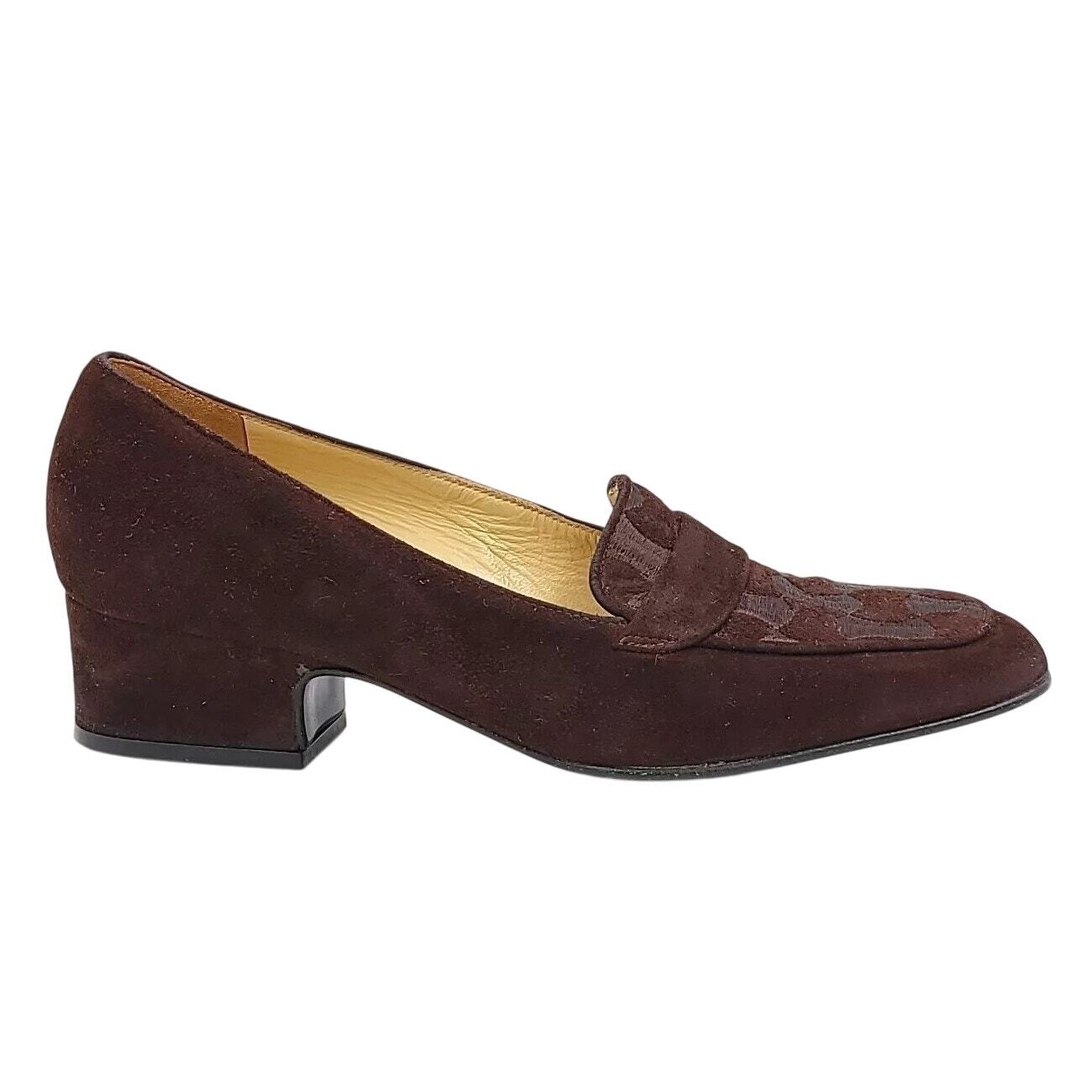 Bally Women Talens-U Block Heel Slip On Penny Loafers Size US 5.5M Brown Suede