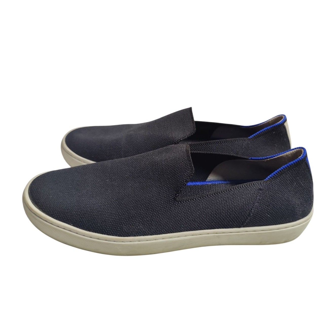 Rothys Women’s Sz 10 Black Blue Original Slip On Sneakers Washable Recycled