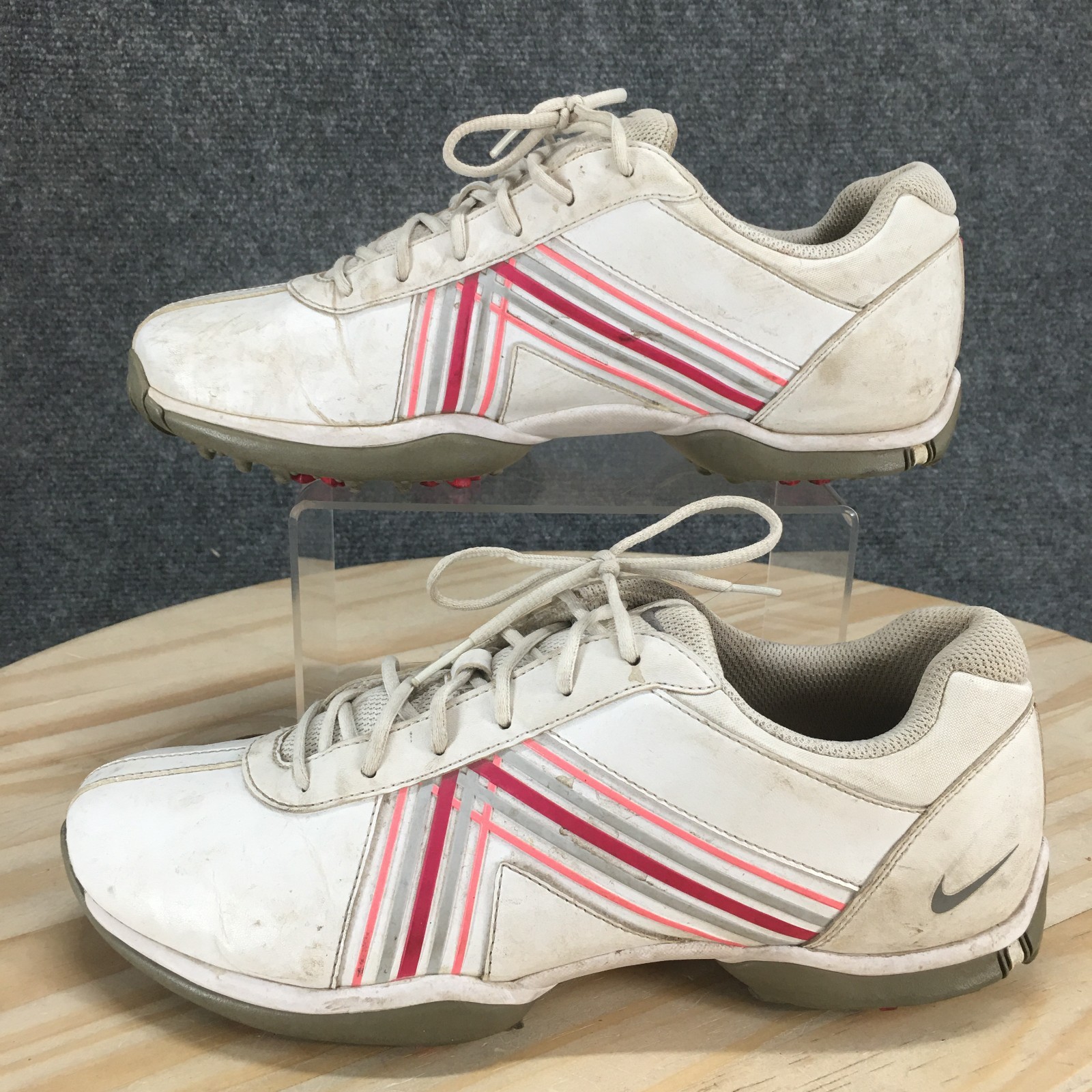 Nike Golf Shoes Womens 9.5 Delight Sneakers White Leather Lace Up 549583-103