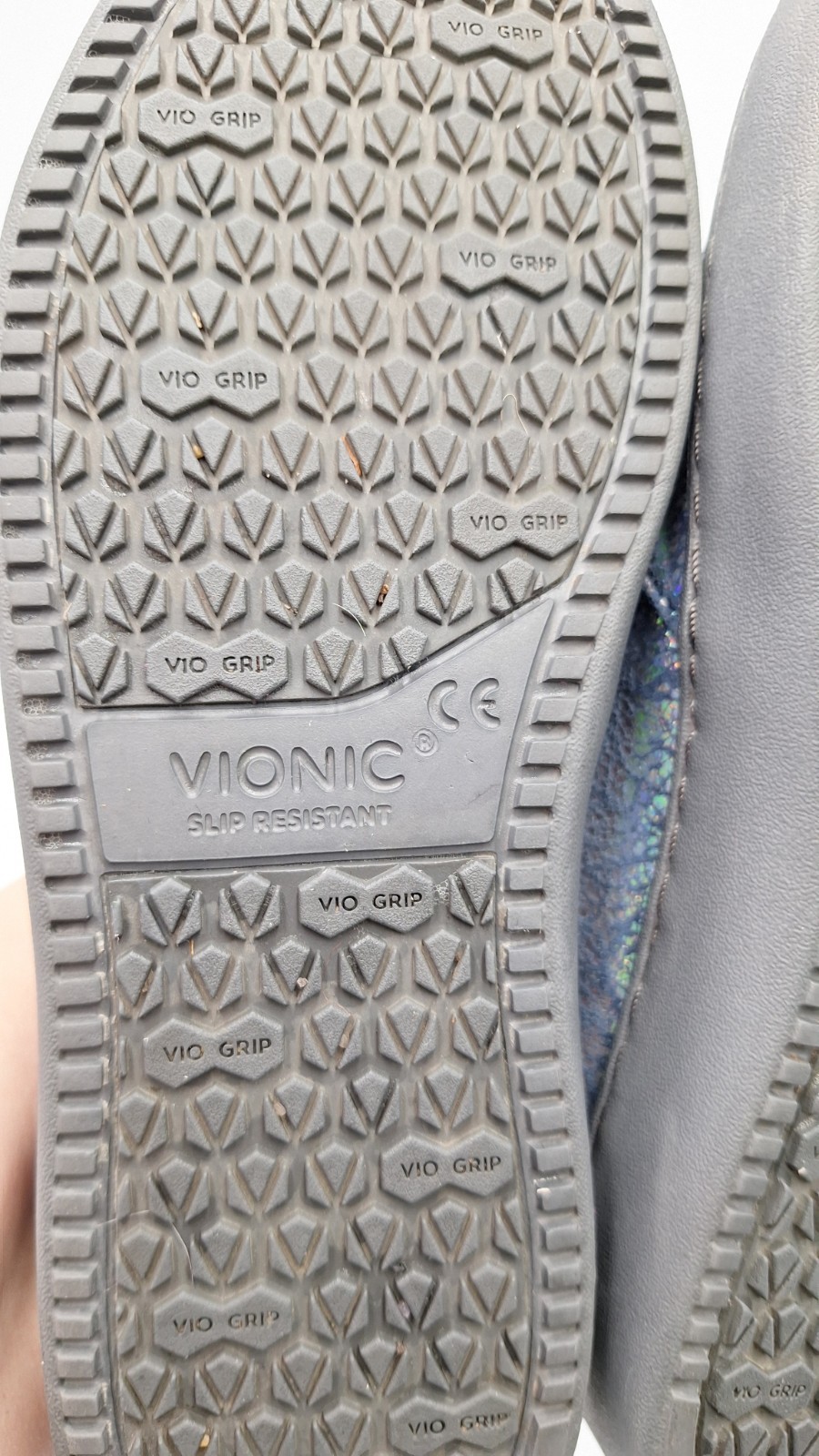 Vionic Avery Pro Blue Silver Metallic SlipOn Waterproof Sneaker Comfort 7US/38EU