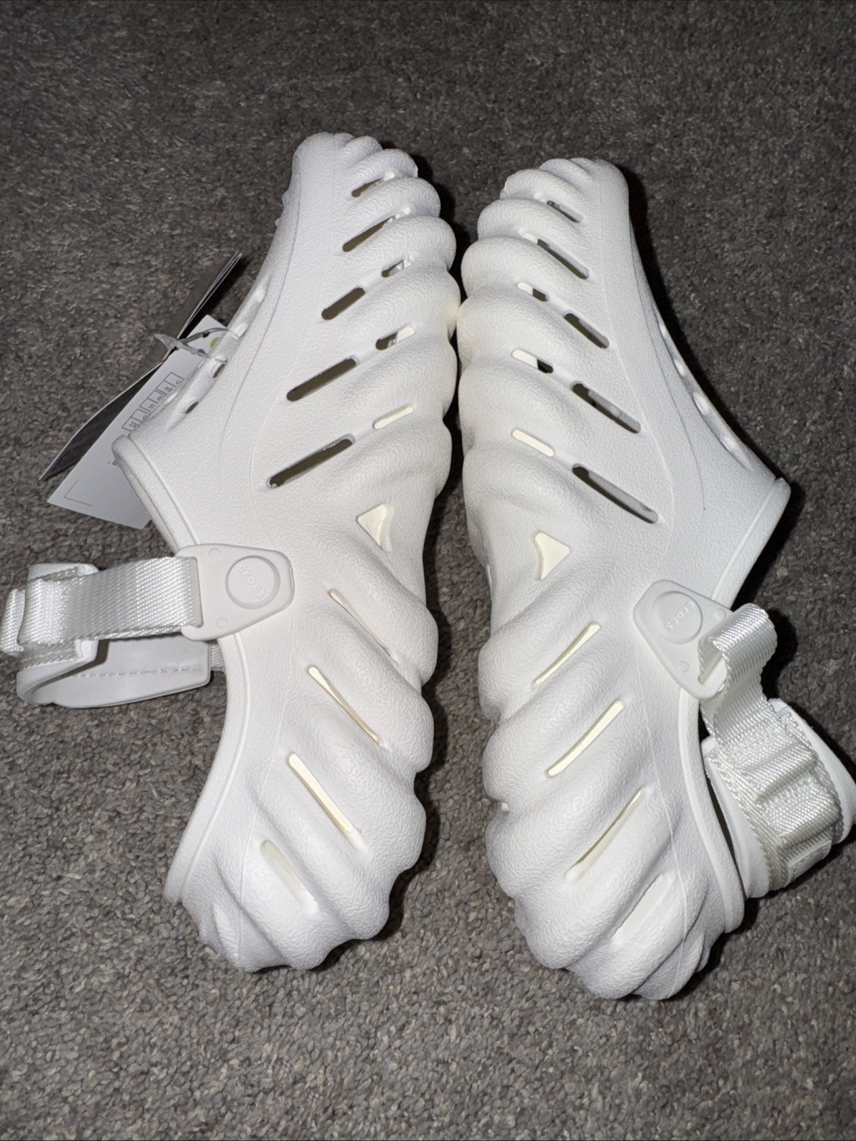 Platform Crocs Echo Clog White Womens 7 Mens Sz 5 Mules 207937 Tags Cloth Strap