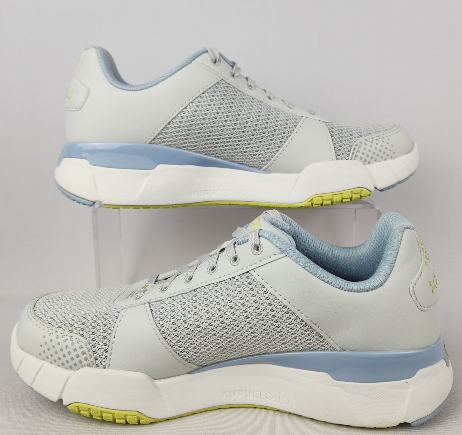 KURU Quantum 2.0 Womens Shoes Sz 9.5 M Dove Gray Pale Lime Lace Up Mesh Sneakers