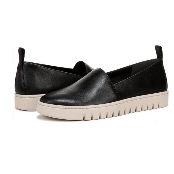 Vionic Uptown A-Line Black Leather Flats Arch Support Comfort Slip-On Shoes