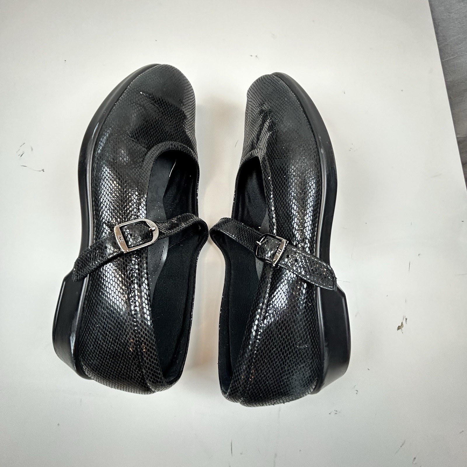 SAS Maria Mary Jane Black Snake Whimsigoth Academia Leather Comfort Sz 9.5 W
