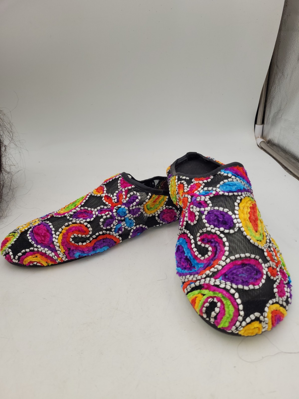 Boho Embroidered Floral Platform Slip On Shoes EU 42 US Women 11-11.5