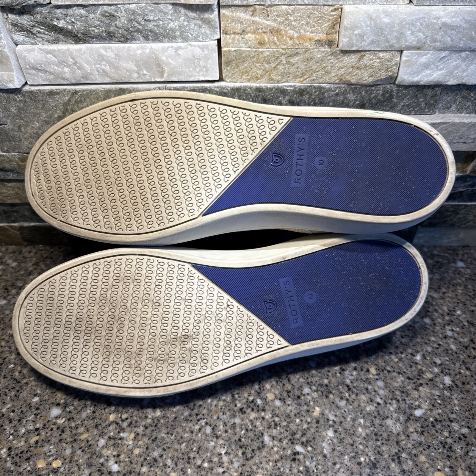 Rothy’s The Birch Stripe Slip On Recycled Casual Comfort Sneakers Sz 10