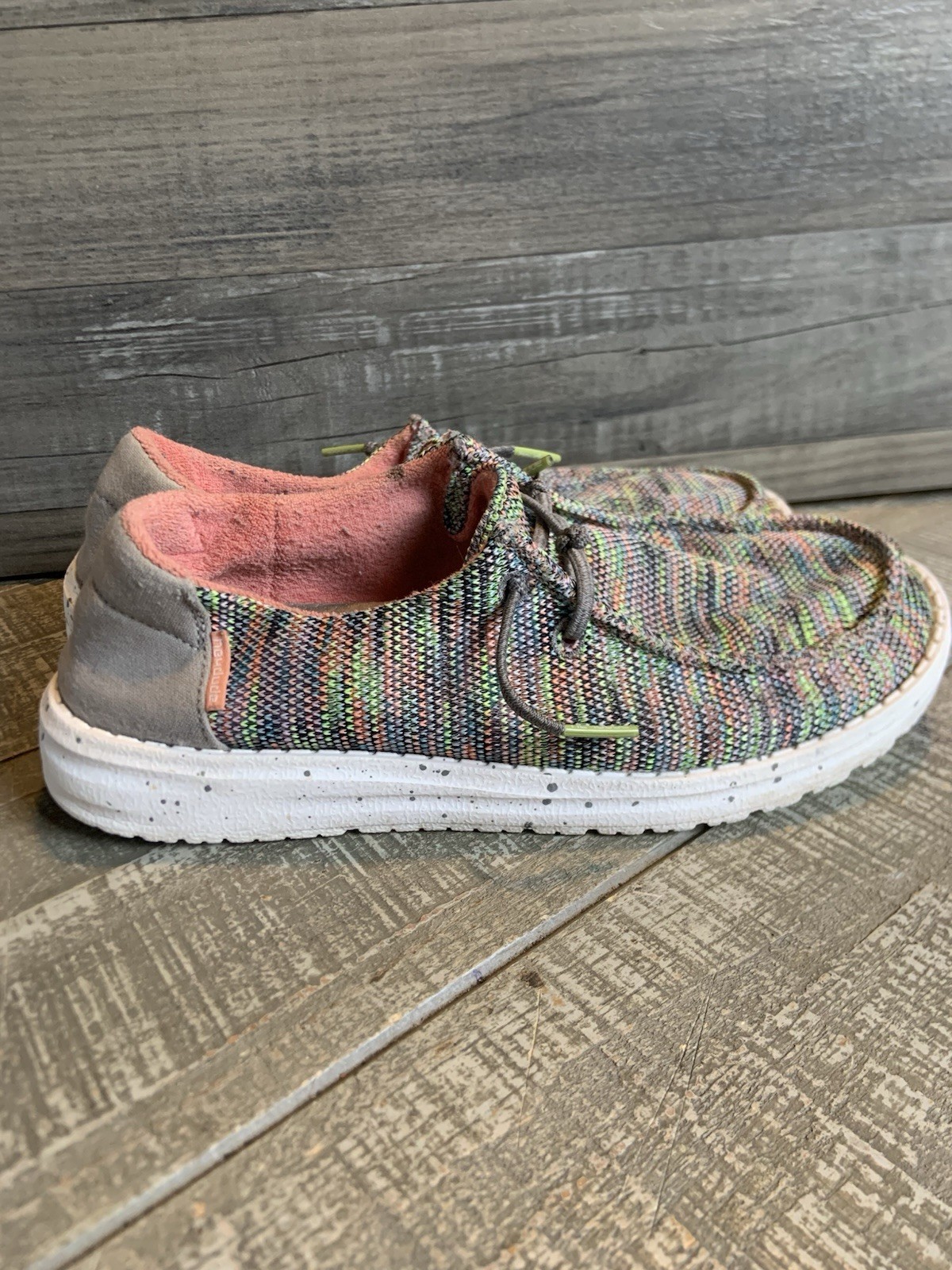 Hey Dude Wendy Sox Aurora White Rainbow Women’s Size 6 Slip On Loafer Sneakers