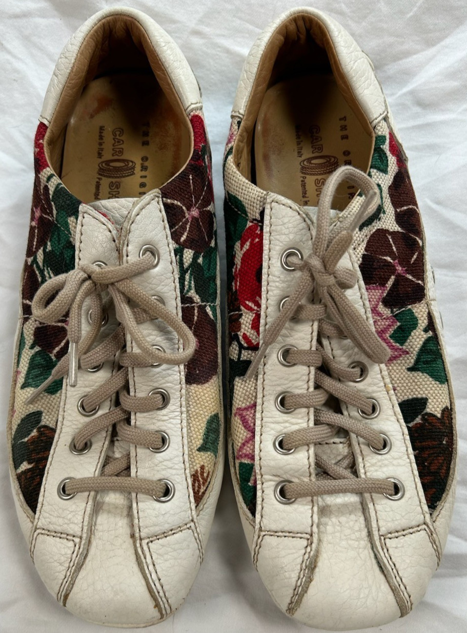 Women’s THE ORIGINAL CAR SHOE Floral & Leather Accents Sneakers Shoes 36.5 6.5
