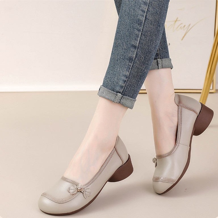 Women Slip On Loafers Vinatge Knot Low Heel Comfort Casual Working Mom Shoes