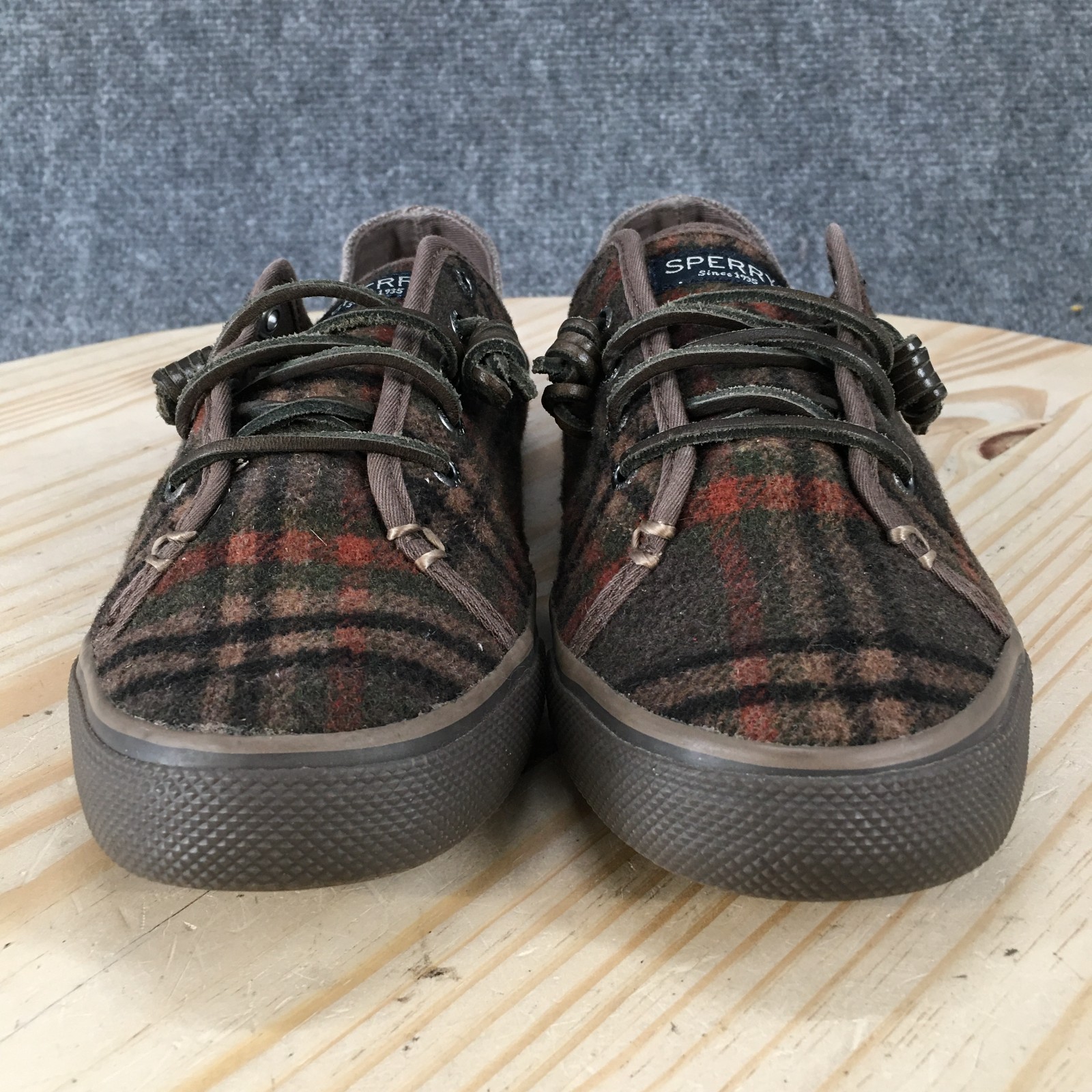 Sperry Seacoast Isle Plaid Shoes Womens 8.5 M Slip On Sneakers Brown STS96986