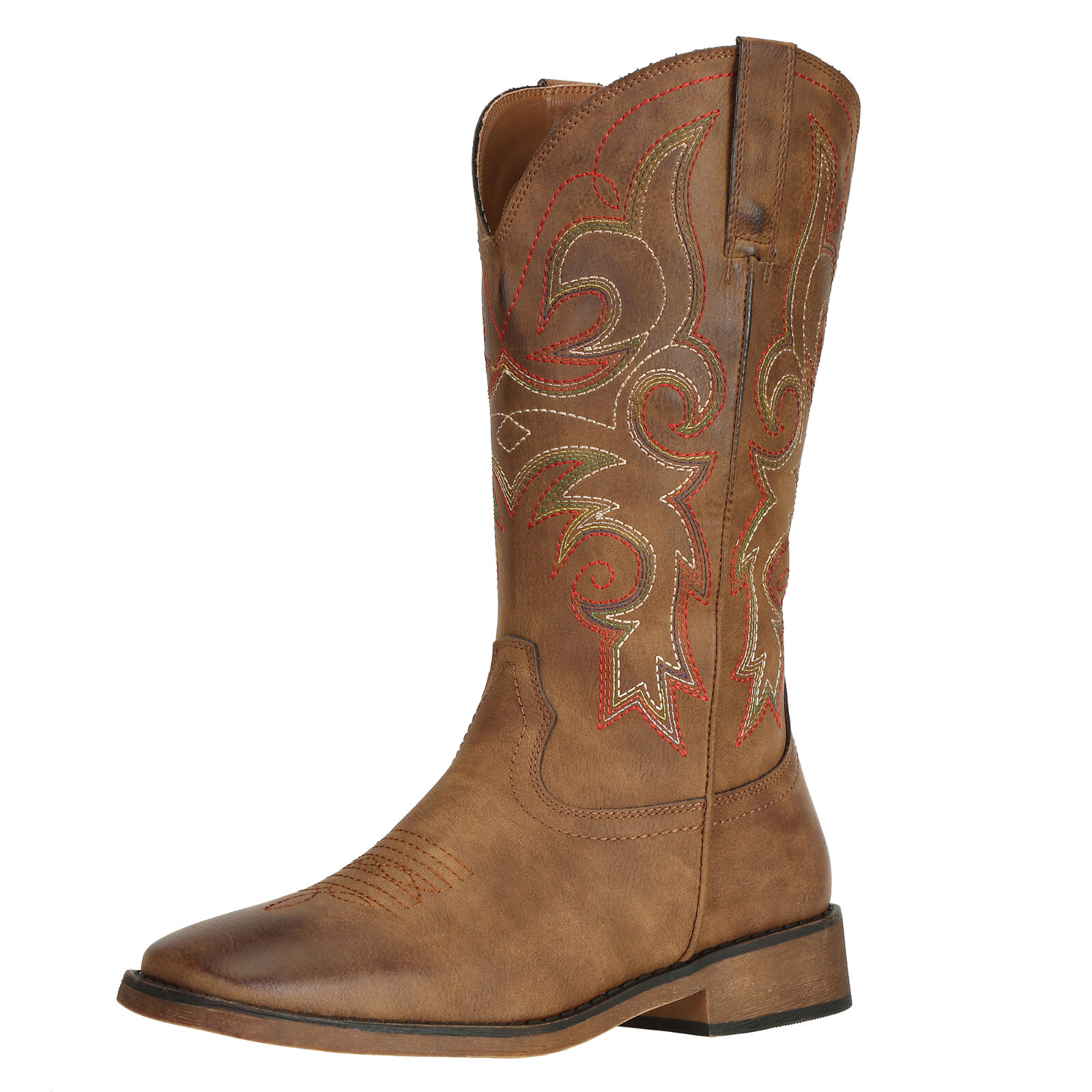 SheSole Women’s Square Toe Western Cowgirl Cowboy Boots Mid Calf Embroidered