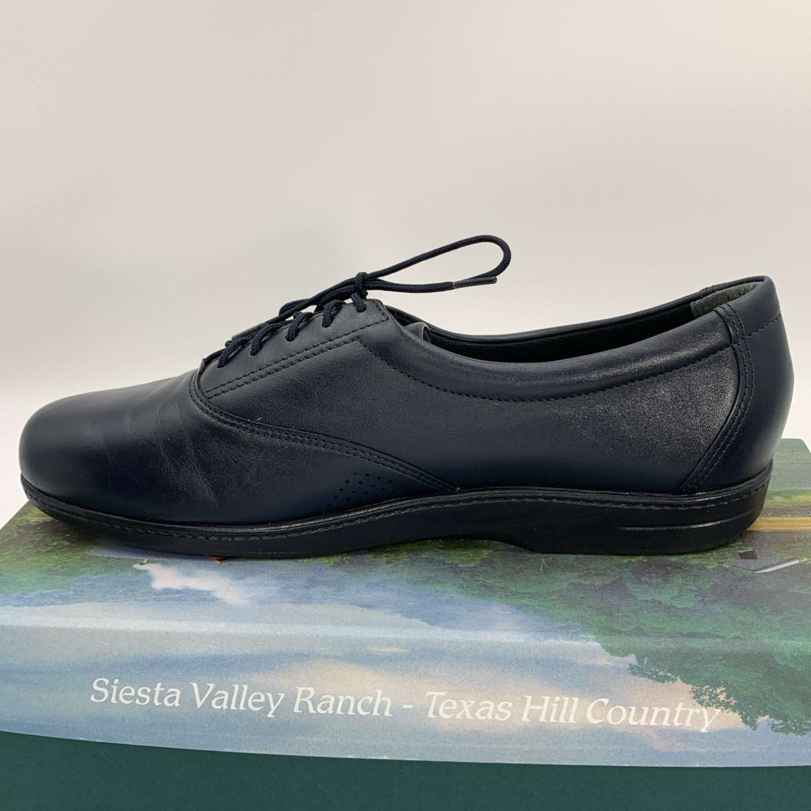 SAS Whisper Women’s 10N Navy Leather Lace-Up Shoes Tripad Comfort No Insoles New