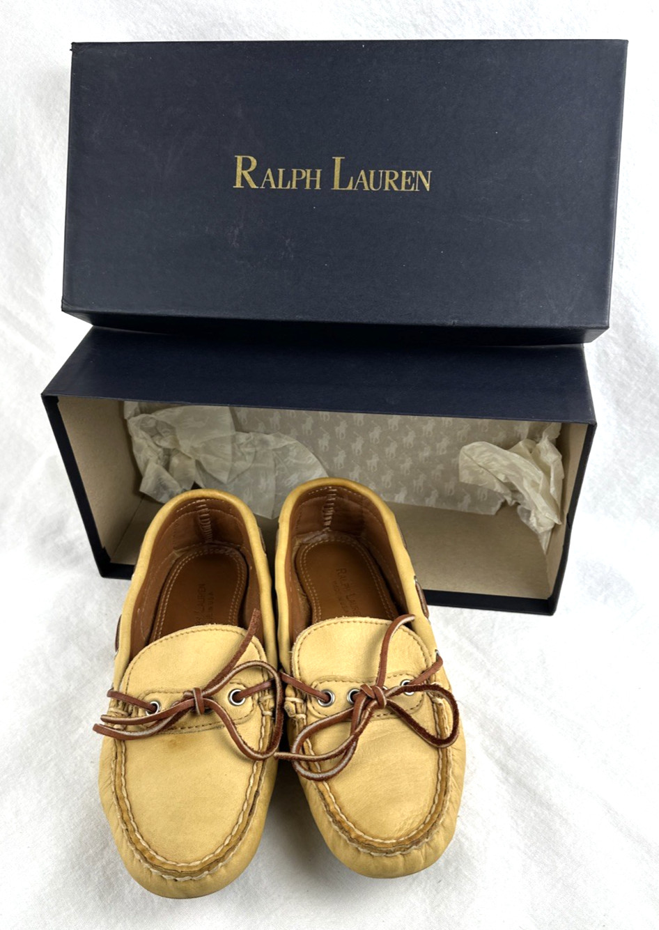 Ralph Lauren Moccasin Soft Leather Shoes Women Sz 6 1/2 B w/Box, Free Ship