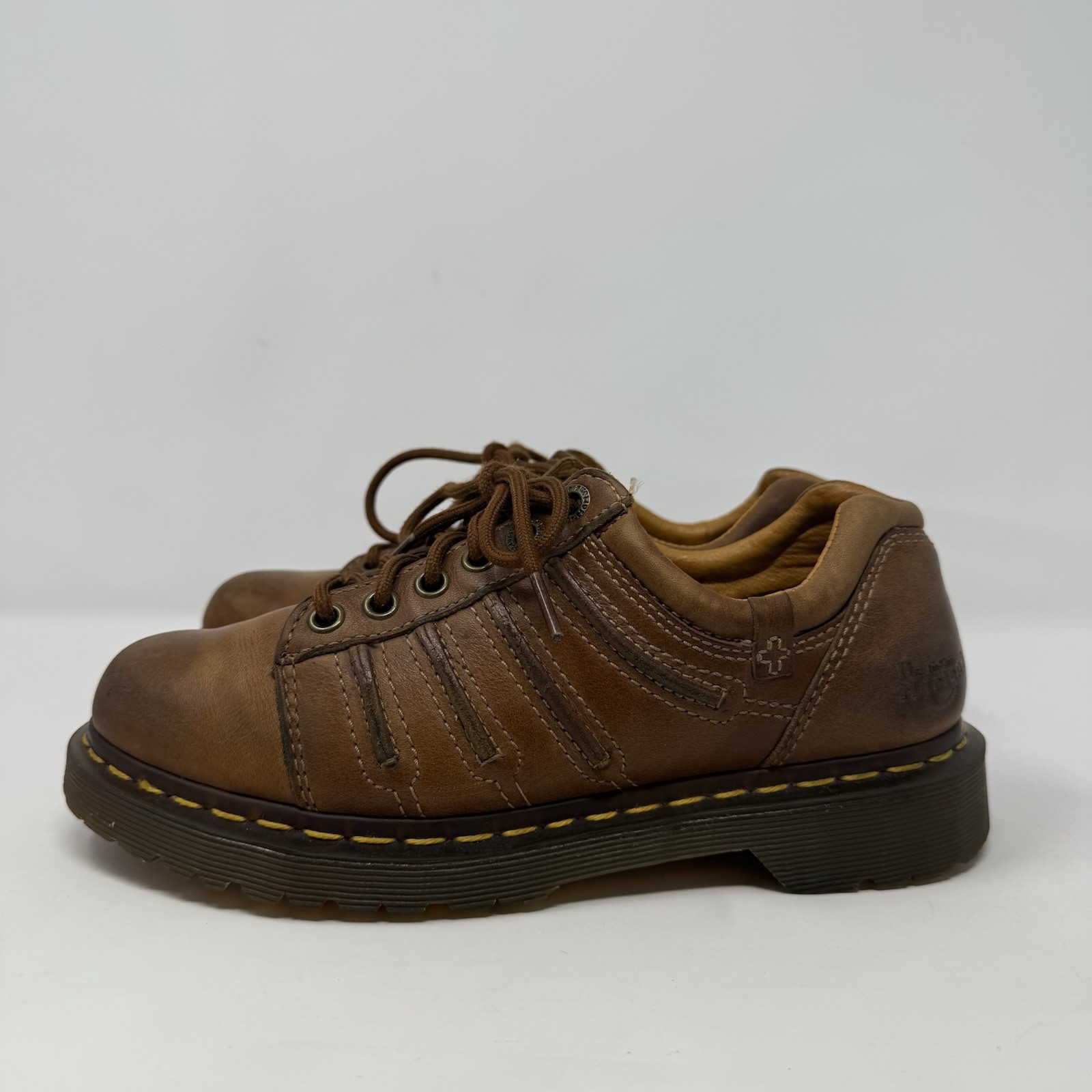 Y2K Dr Martens Chunky Oxford Shoes Brown Leather 12037 Womens Size US 7 UK 5