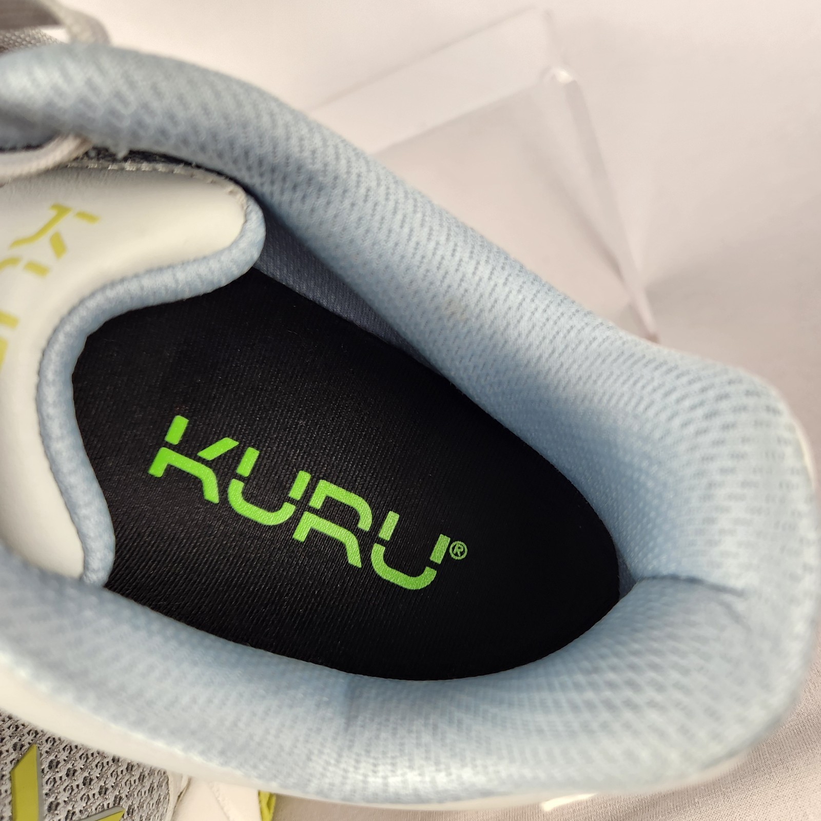 KURU Quantum 2.0 Womens Shoes Sz 9.5 M Dove Gray Pale Lime Lace Up Mesh Sneakers
