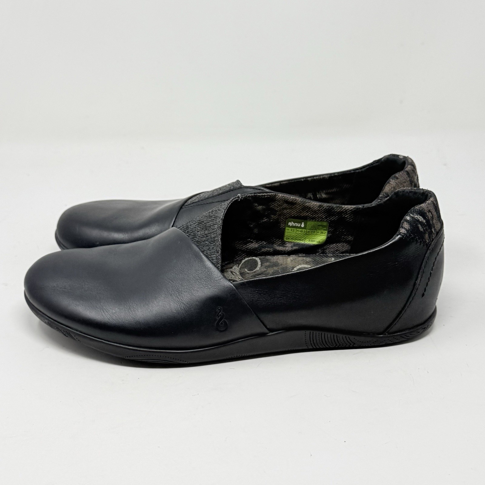 Ahnu Tola Slip On Shoes Womens 9.5 Black Leather Casual Comfort Walking Office