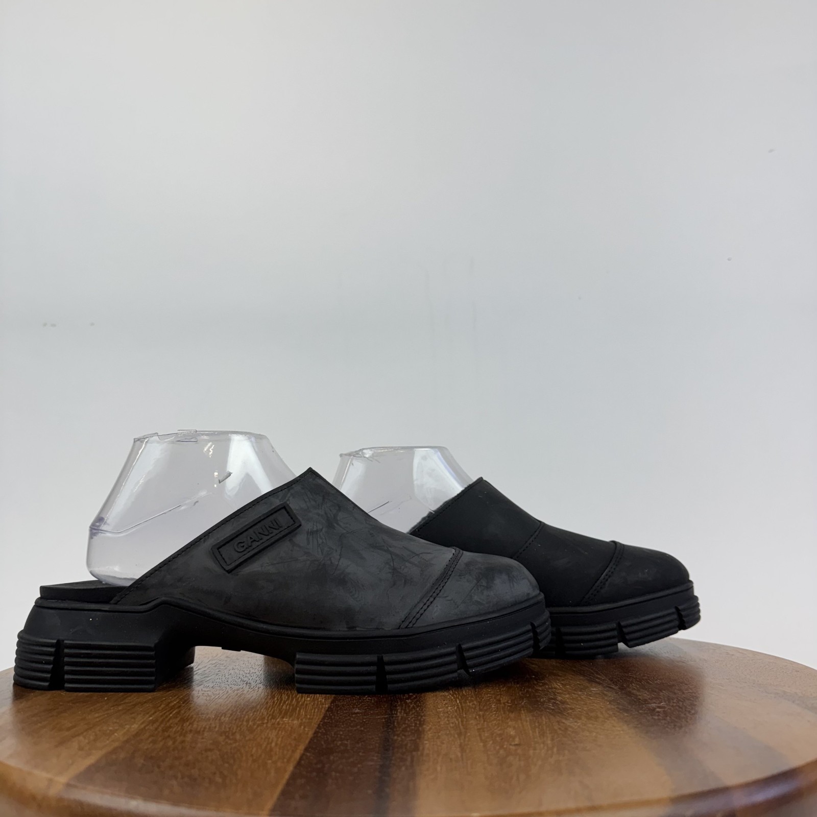 New Womens Ganni Recycled Rubber Blend City Black Platform Mules Size EU 40 NWOB