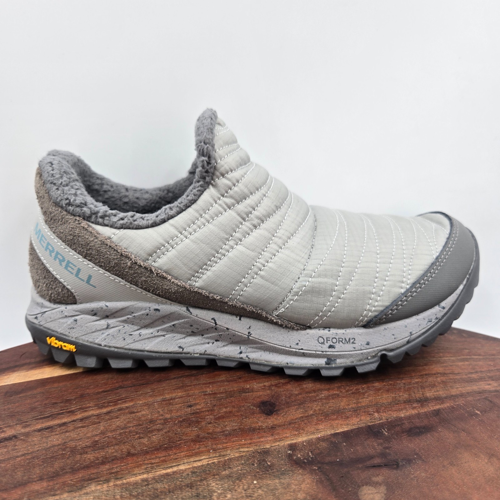 Merrell Antora Shoes Women’s 8.5 Gray Fleece Lined Suede Moc Vibram Sneakers