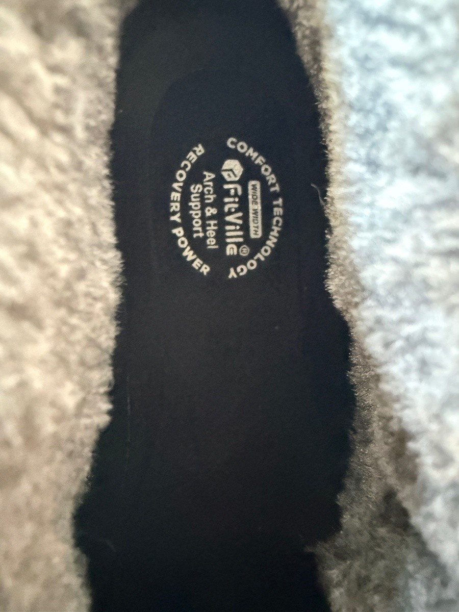 FitVille Womens 11EW Comfort Recovery Slippers Wide Diabetic Boots Black Adjust