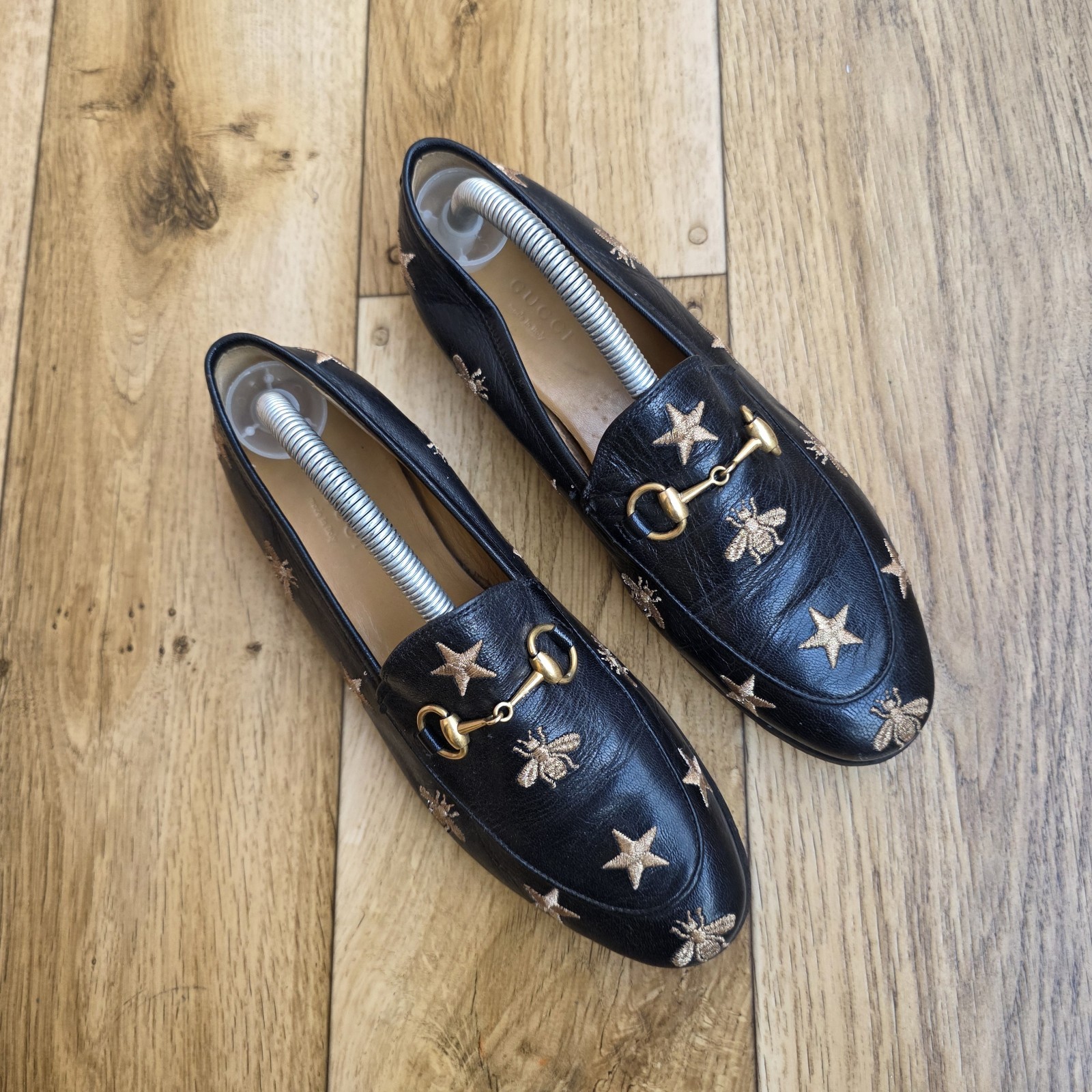 GUCCI HORSEBIT BEE JORDAAN LEATHER LOAFERS SIZE 36 EU, 5.5 US, 3 UK