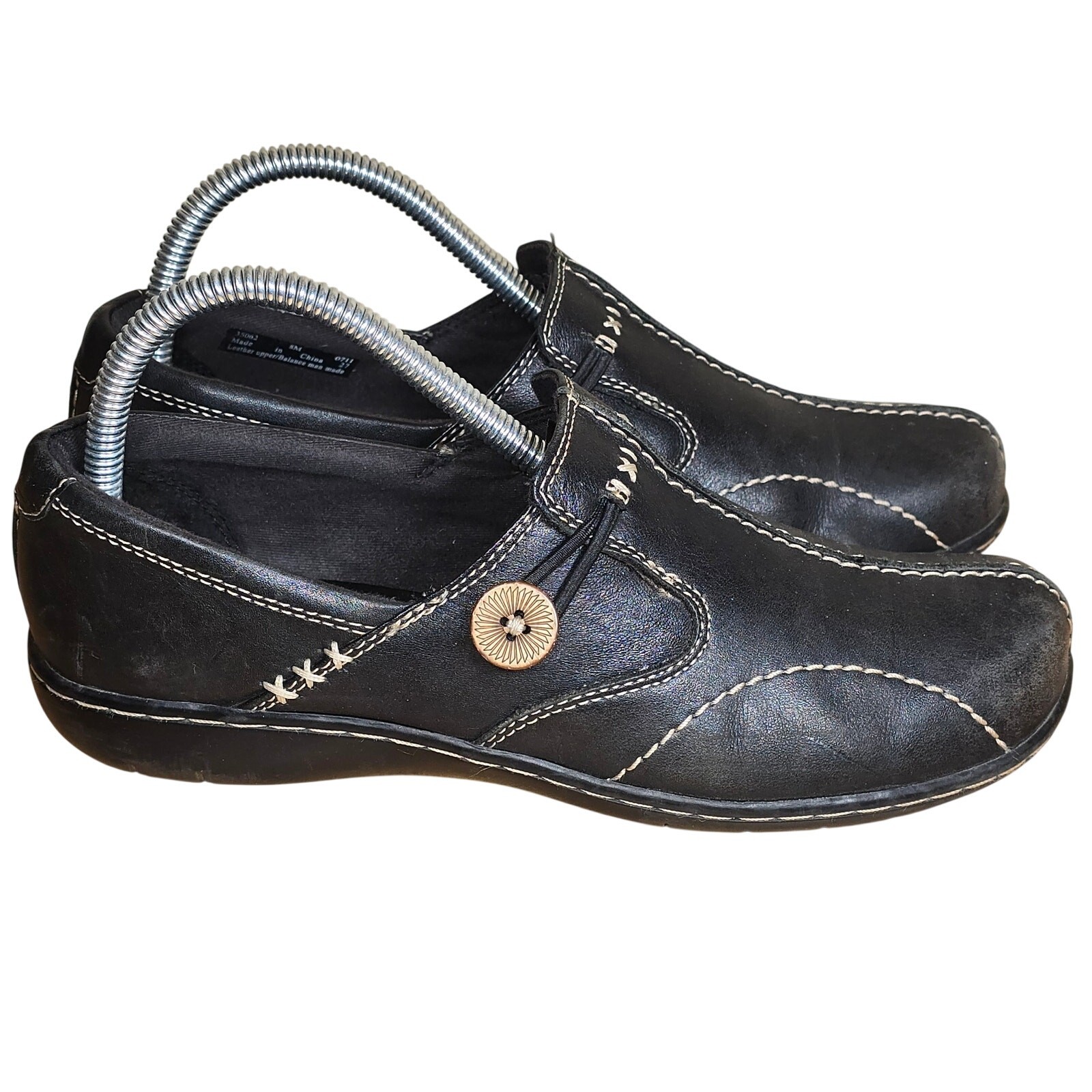 Clarks Un Loop Womens Leather 35062 Slip On Shoes Loafers Black Size 7 M Black