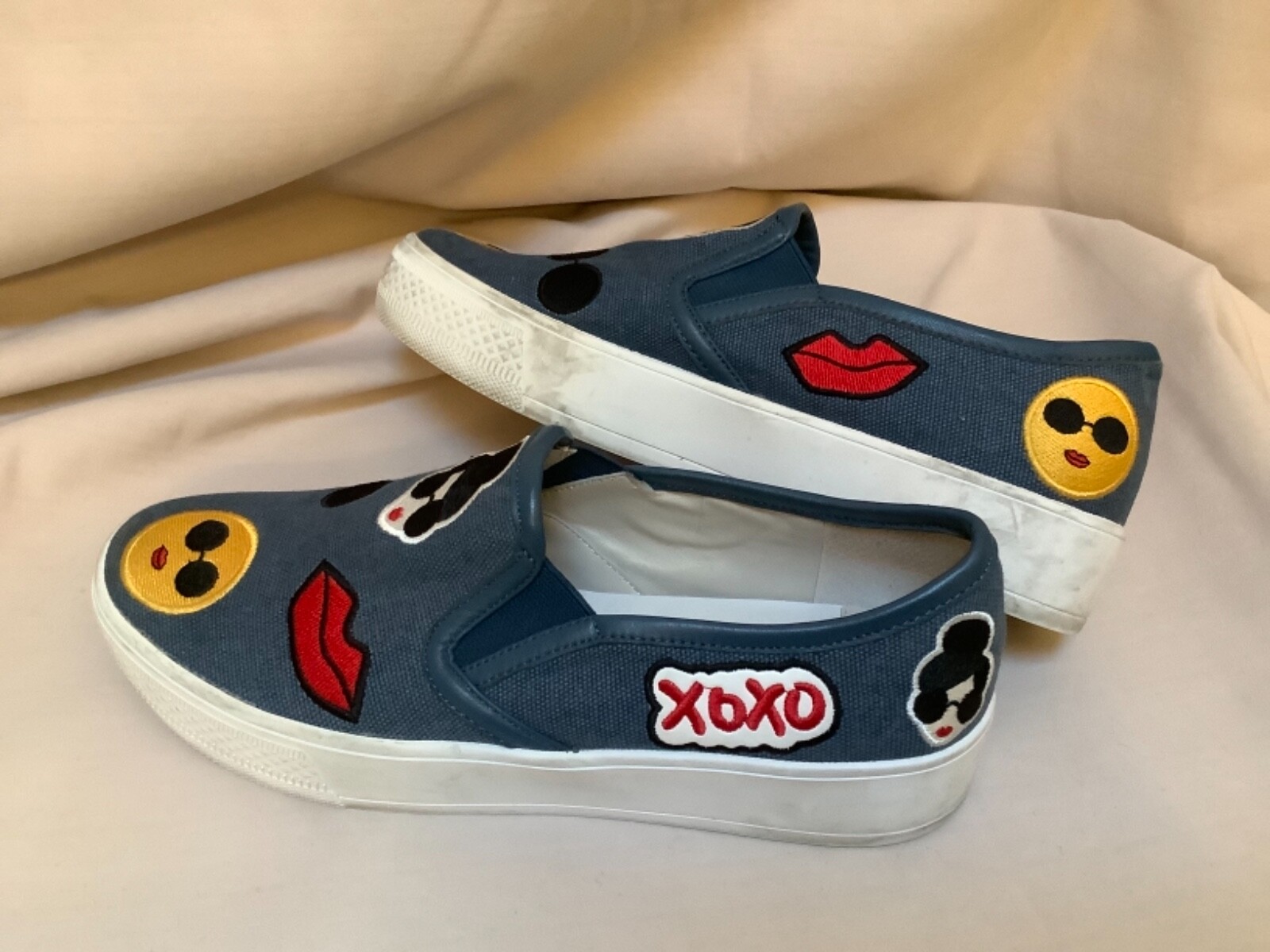 ALICE OLIVIA EMOJI STACE FACE JEAN SNEAKERS PLATFORM 8.5