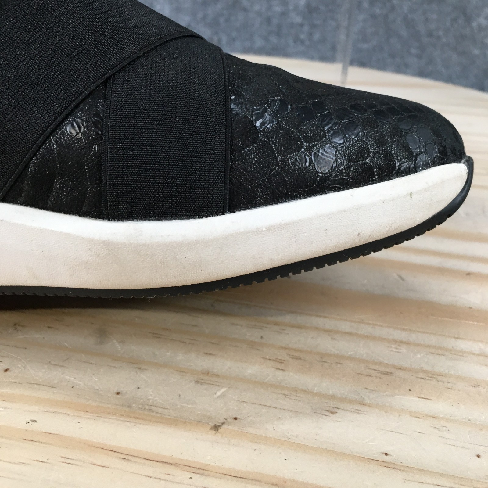 Clarks Unstructured Rio Strap Shoes Womens 8.5 Wide Slip On Wedge Black 26162445