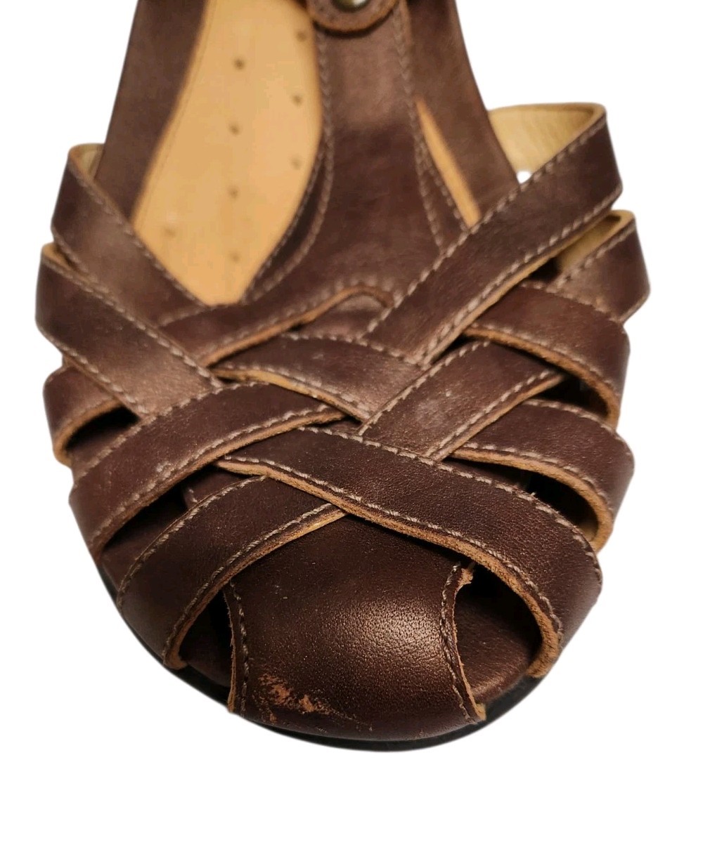 Clark’s Unstructured Strappy Leather Shoes-Sandals 8.5 M Buckle Comfort Brown