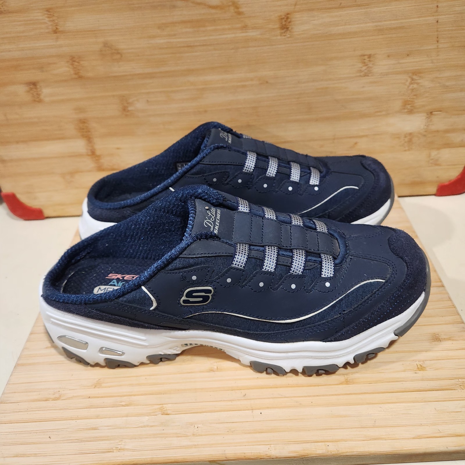 Skechers D’Lites Resilient Navy Blue Slip On Mule Sneaker Clog Women’s Size 11