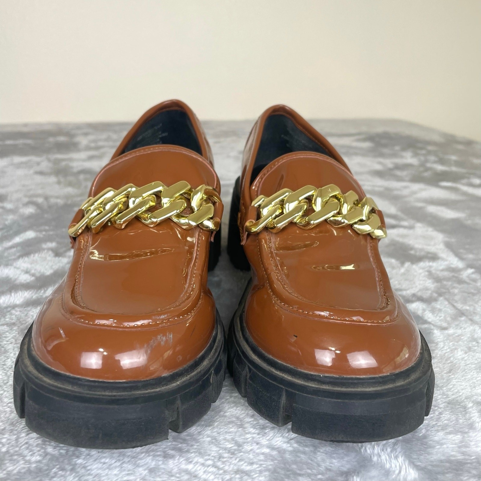 Y2K 90s Madden Girl Loafers Sz 7.5 Brown Chunky Platform Lug Twee Indie Sleeze
