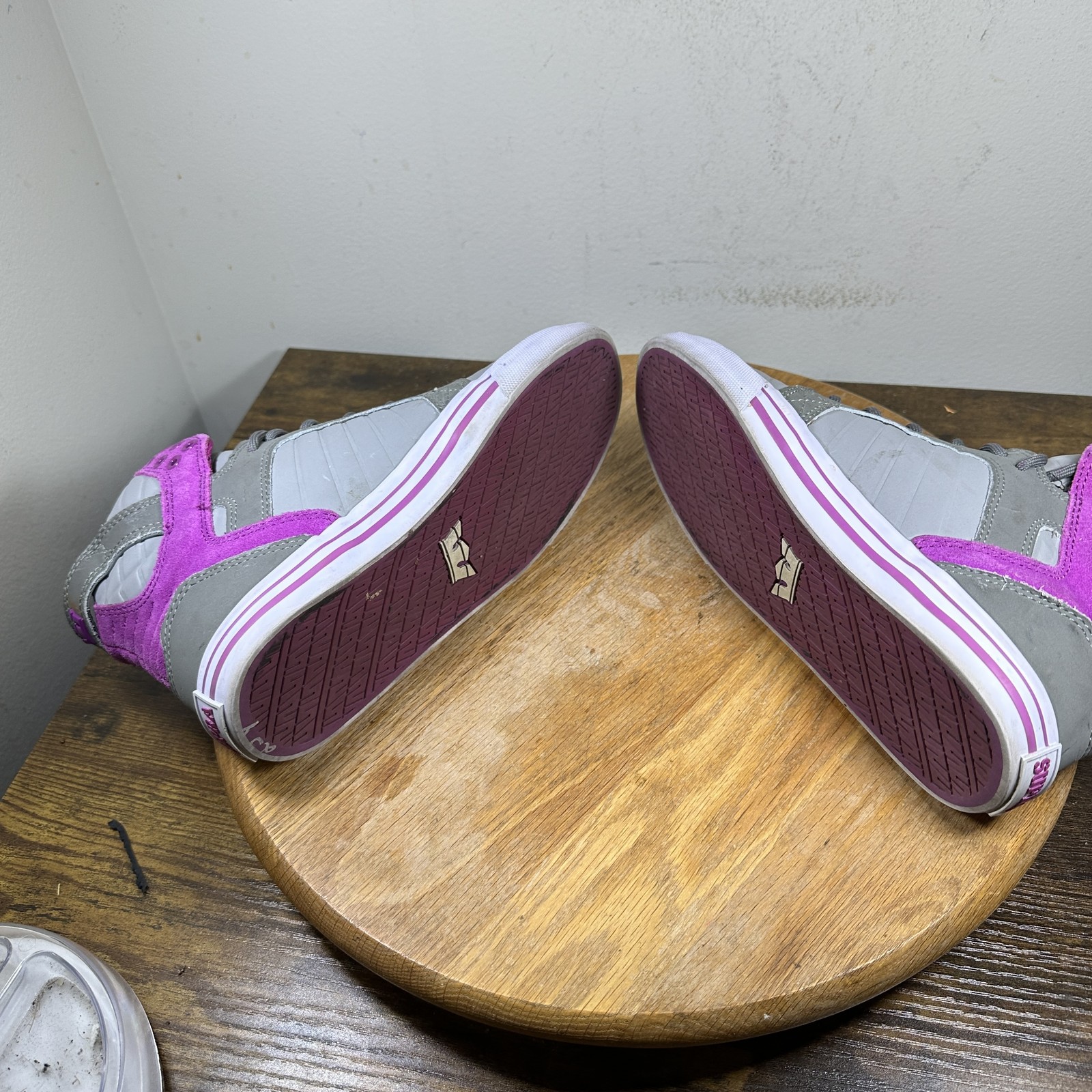 Supra Skytop Shoes Womens Size 5.5 Gray Purple High Top Skateboarding SW18005