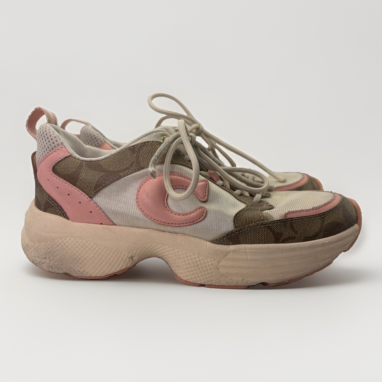 COACH Tech Runner In Signature Canvas Women’s 7B Khaki Pink