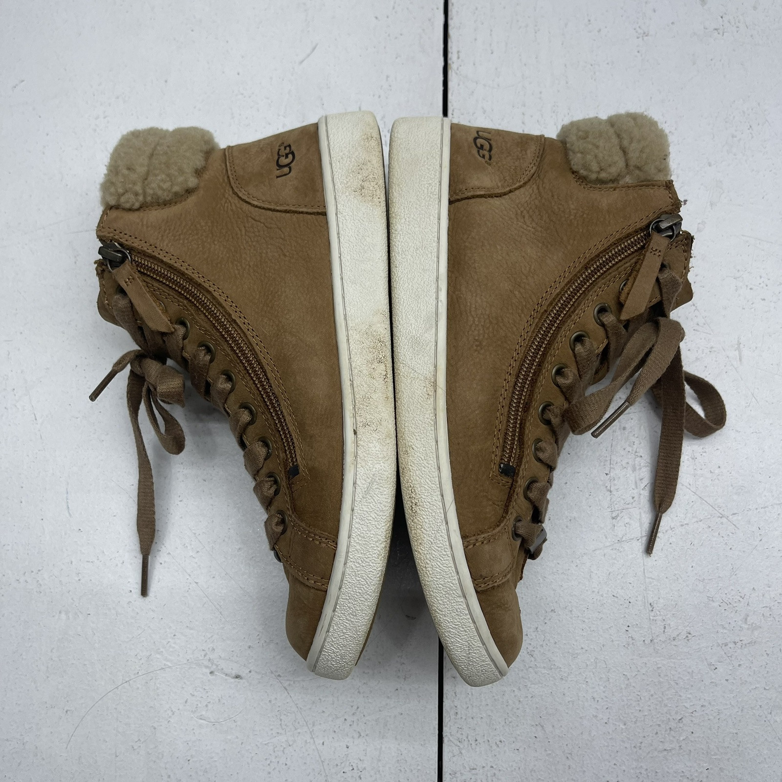 Ugg Olive 1019716 Chestnut Brown Leather High Top Lace Up Sneaker Women’s 7.5