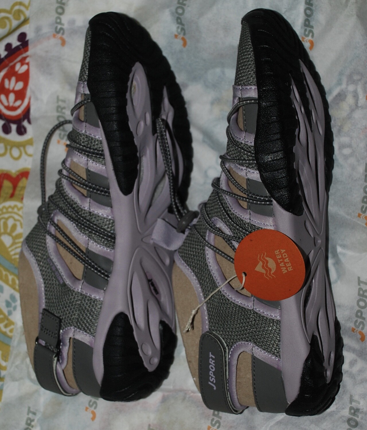 8 Women’s JSport by Jambu Dark Gray/Orchid Newbury Water Ready Fisherman Sandal