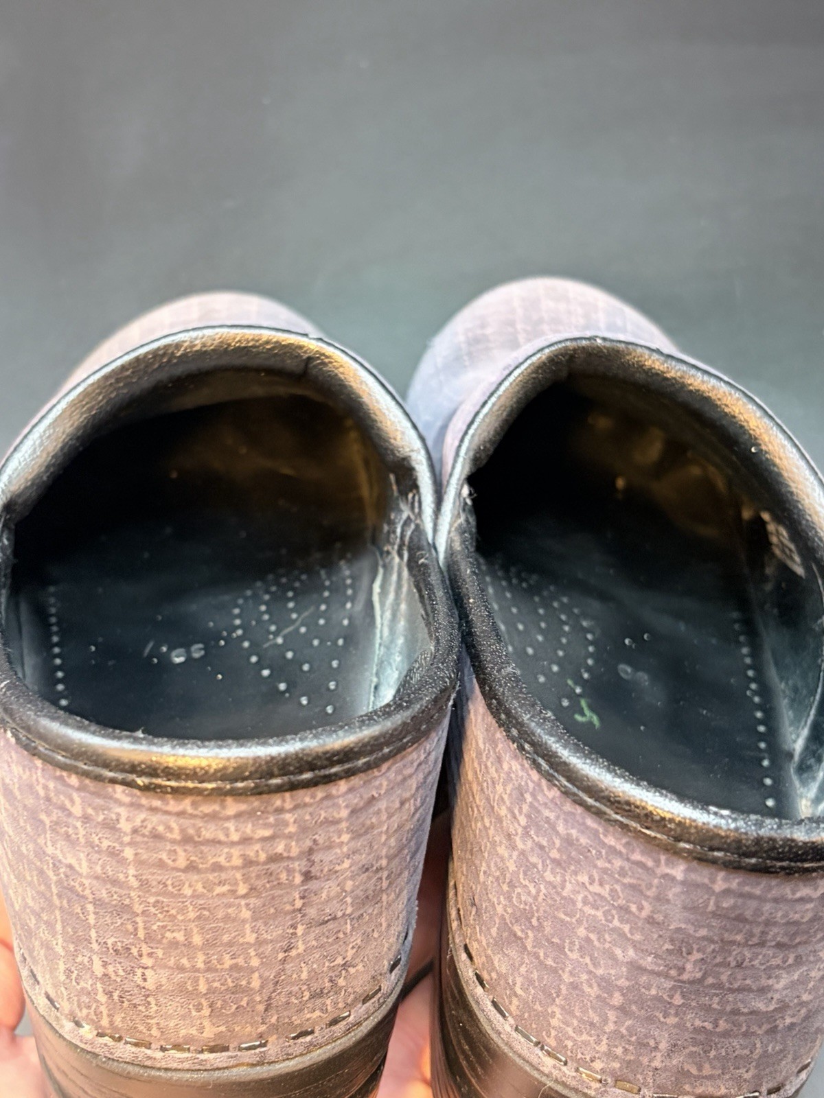DANSKO Blue/Gray Textured/Cloth Pattern Clogs Shoes Size 39