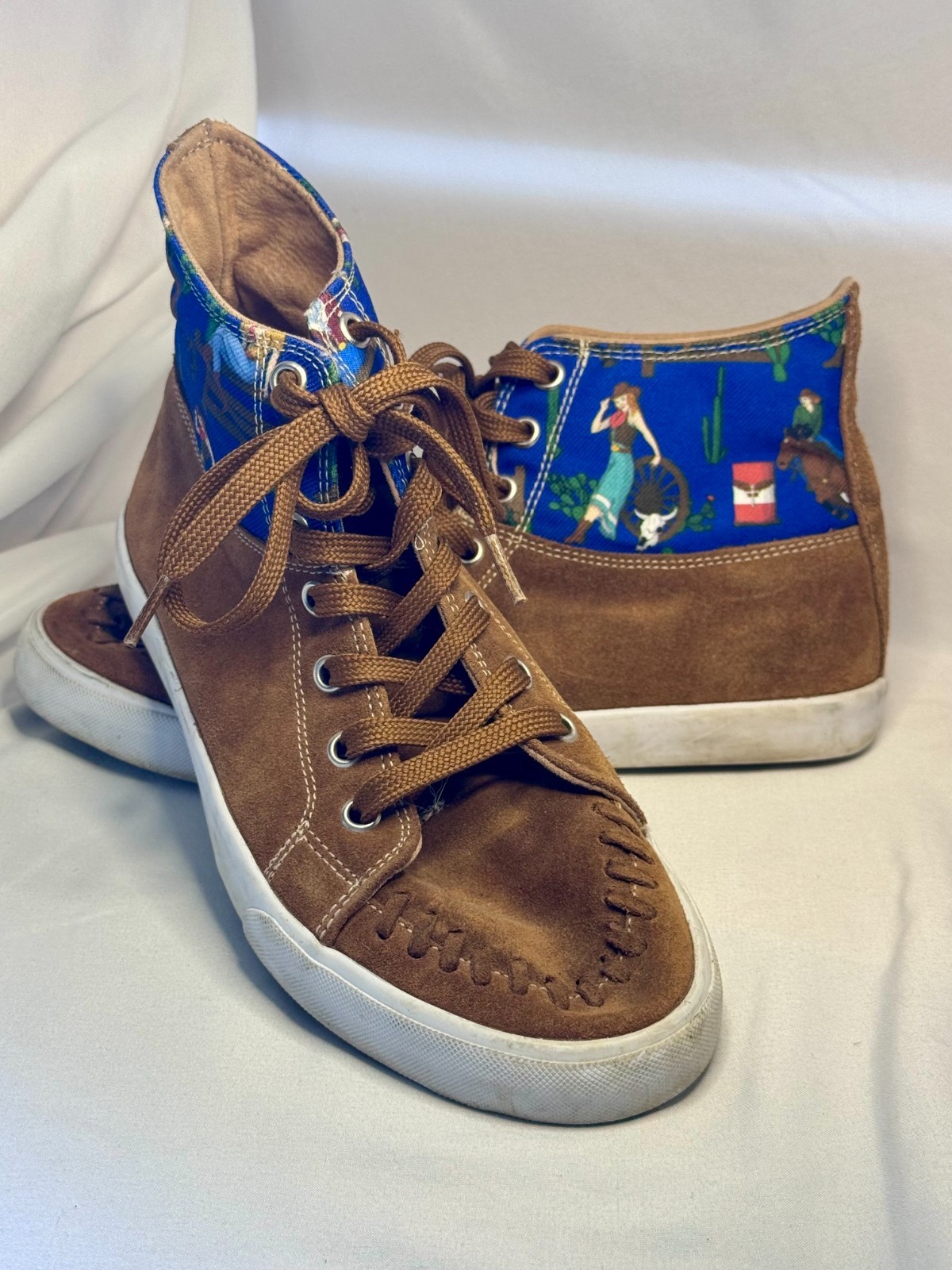 Reba by Justin Womens 7.5 Brown Suede Western High Top Sneakers Cowboy