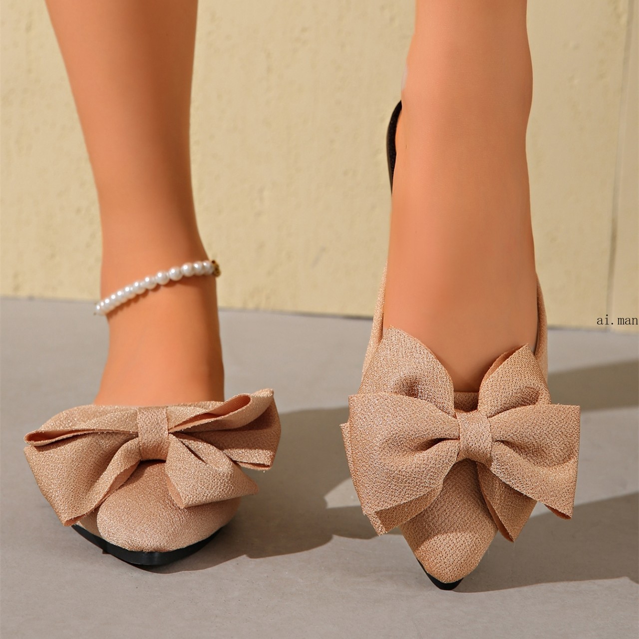 Women’s Slip On Comfort Pointed Toe Mules Bowknot Decor Slingback Casual Shoes