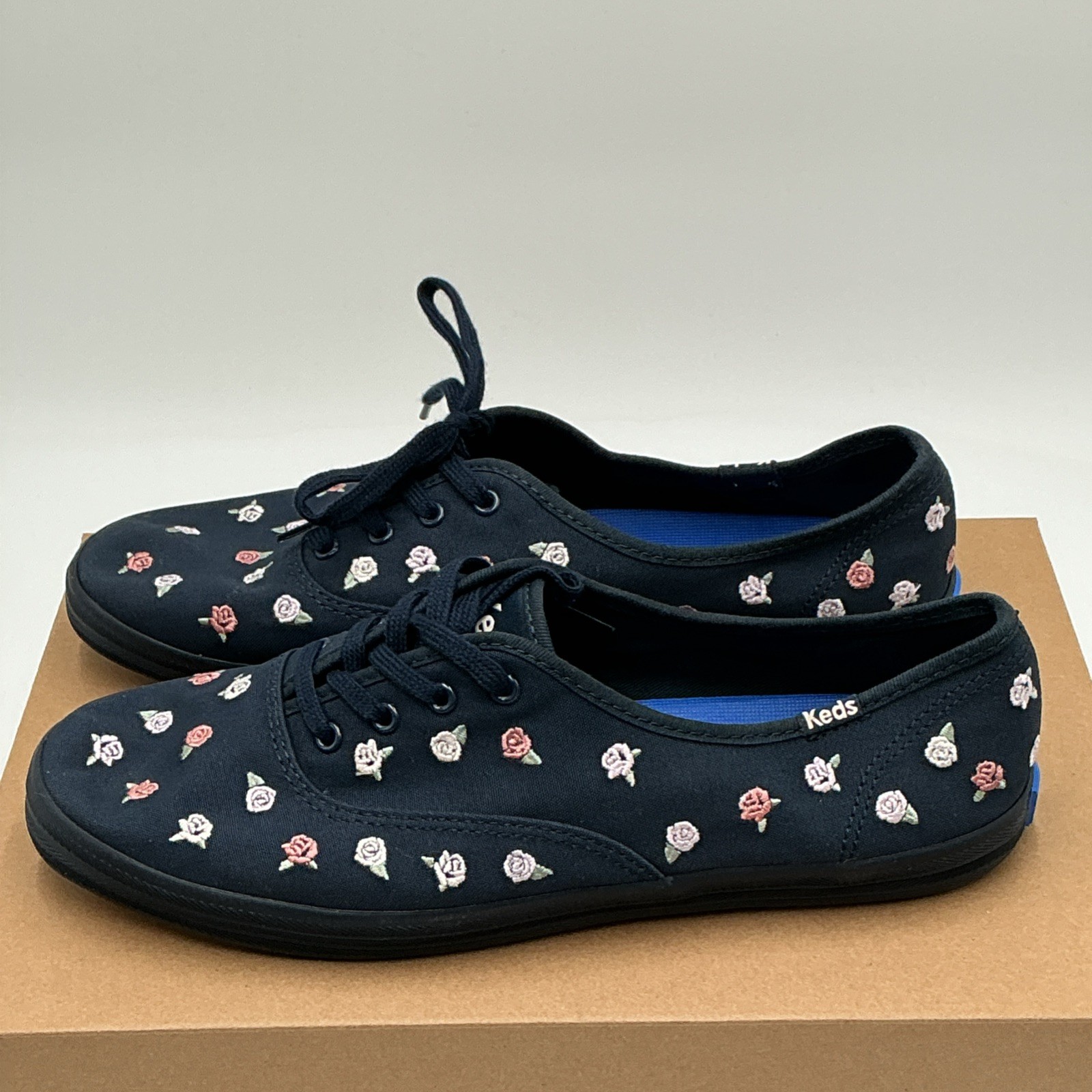 Keds Champion Sneaker Women’s 9 Navy Pink Rose Embroidered Canvas Shoes Ebay2747