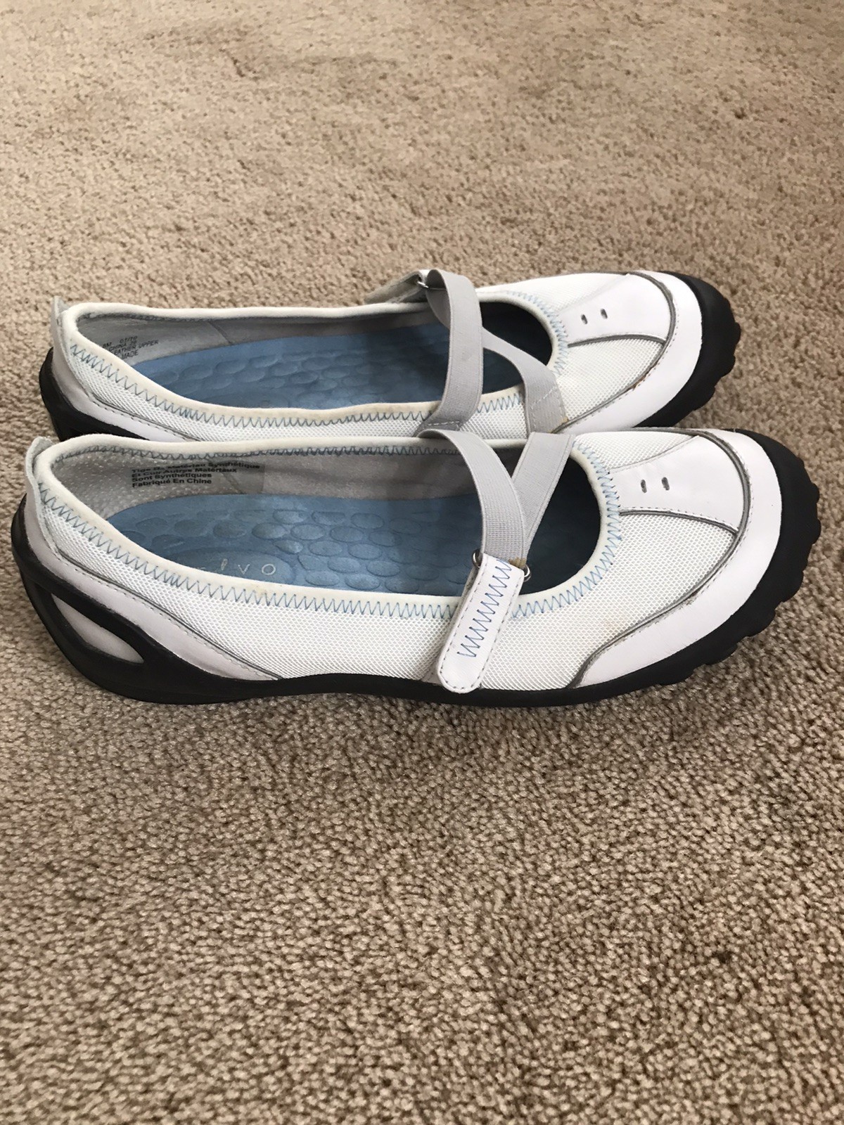 New Clark’s Provo White/Beige Straps Rubber Sole Comfort Walking Shoes Sz 8 Med