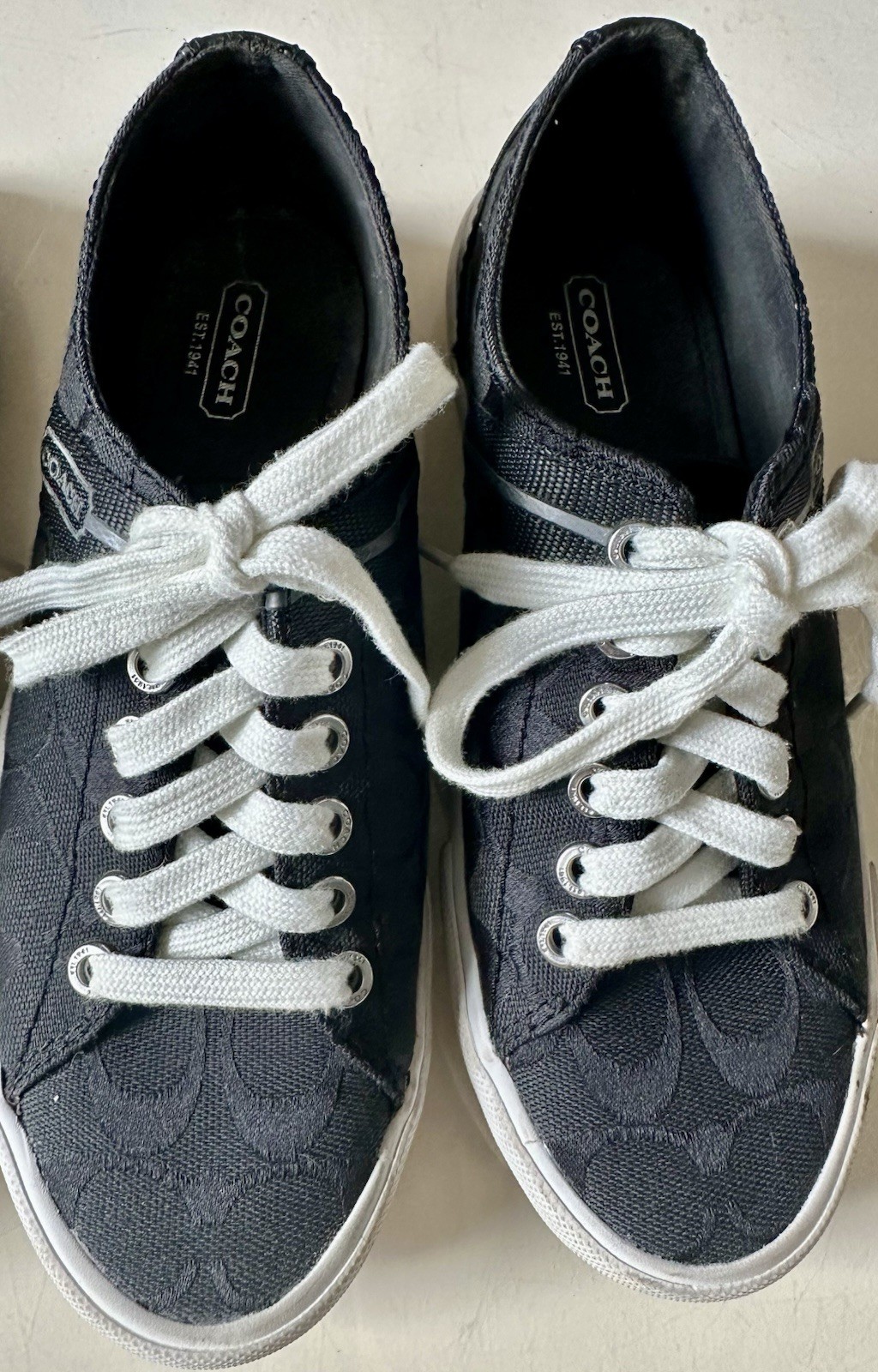 Coach Women’s Lesley Q1402 Signature Sneaker Shoe Black Brown Lot 2 – SIZE 6.5