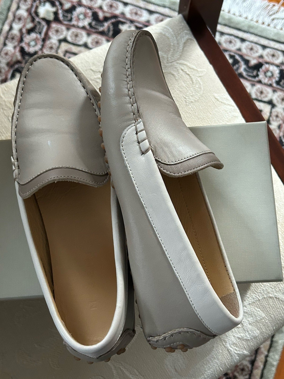 M.Gemi Italian Women’s Felize Driver, 2-tone Khaki & Cream, Sz EU 38/US 7.5